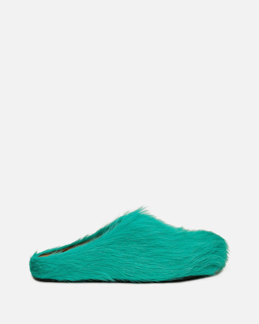 Marni Men's Shoes Calf-Hair Sabot in Turquoise