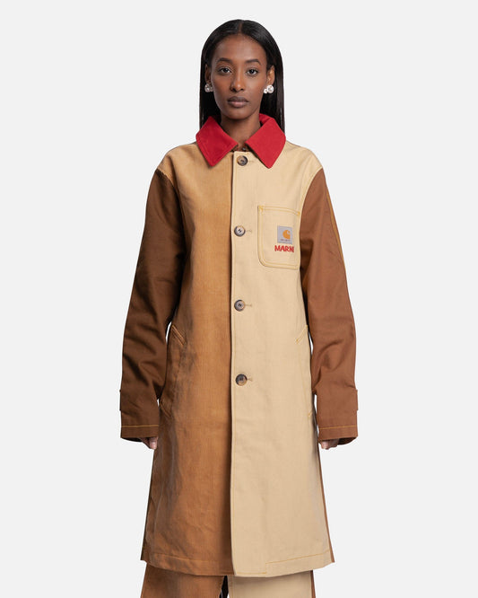 Marni Women Jackets Carhartt Cotton Canvas Coat in Tobacco