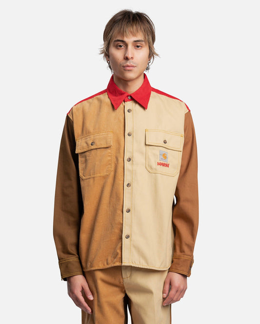 Marni Men's Shirt Carhartt Cotton Canvas Shirt in Tobacco