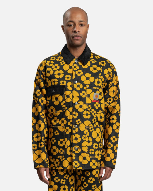 Marni Men's Jackets Carhartt Flower Canvas Chore Coat in Sunflower