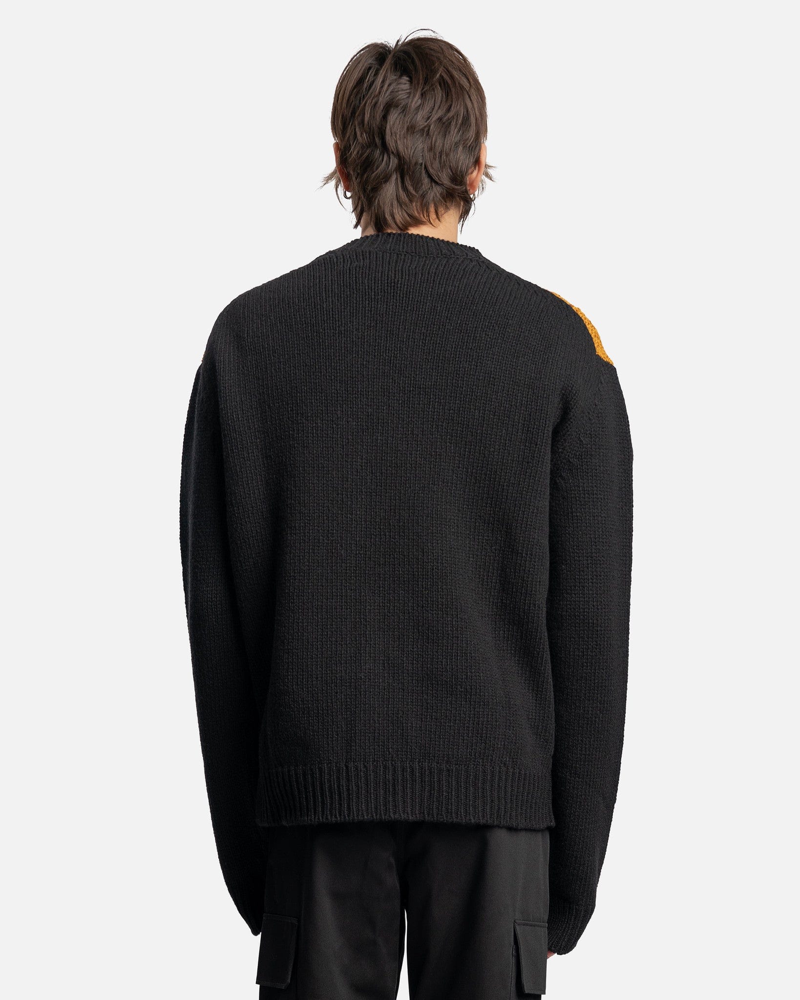 Marni Men's Sweater Carhartt Intarsia Roundneck Sweater in Black