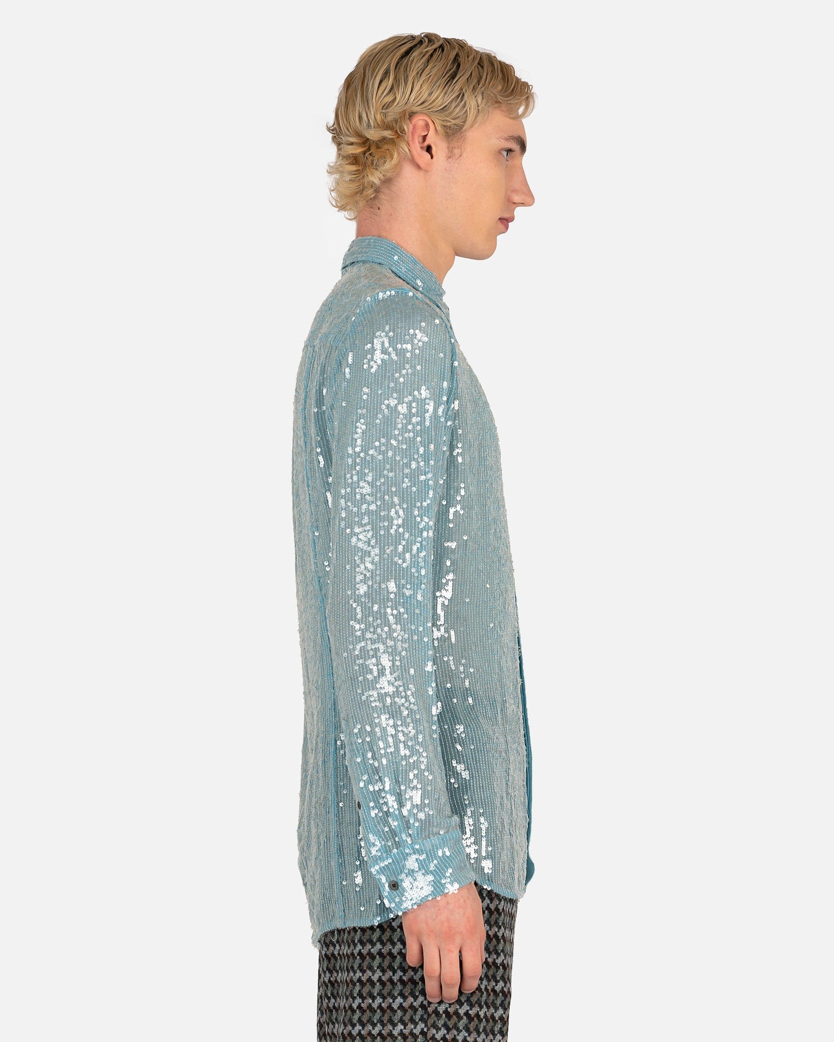 DRIES VAN NOTEN sequined short-sleeve shirt - Blue