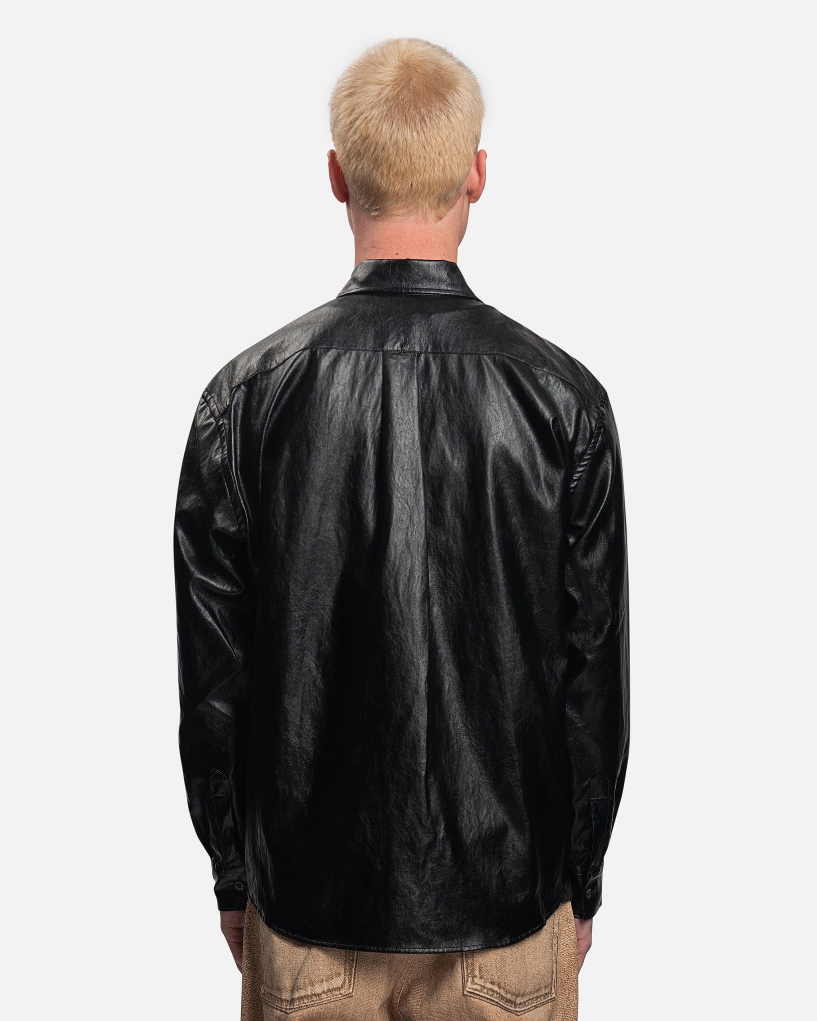 Coco 70's Shirt in Cageian Black Fake Leather