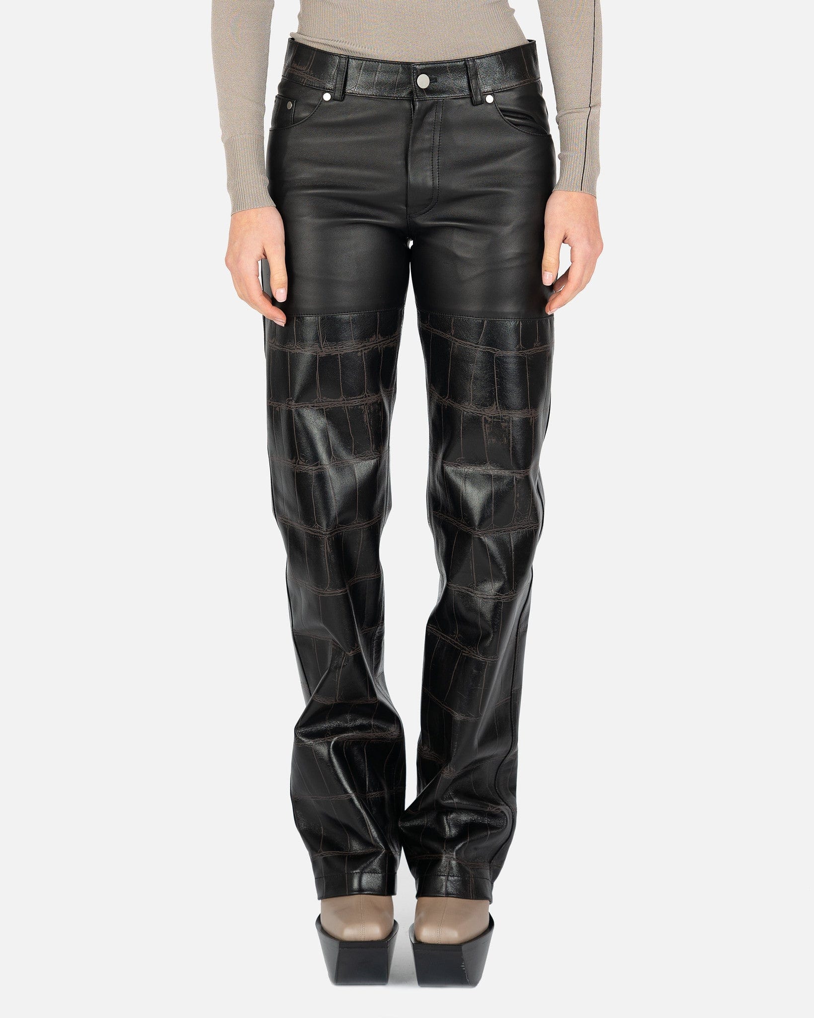 Combo Leather Pant in Black/Brown