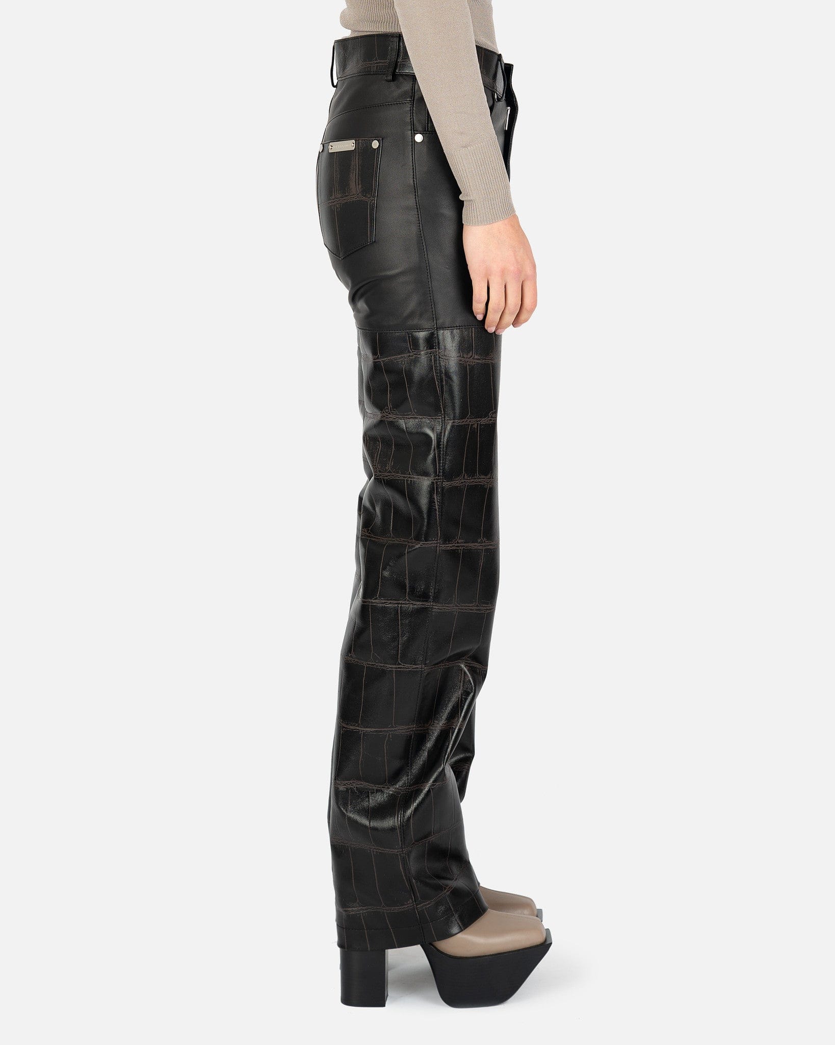 Combo Leather Pant in Black/Brown