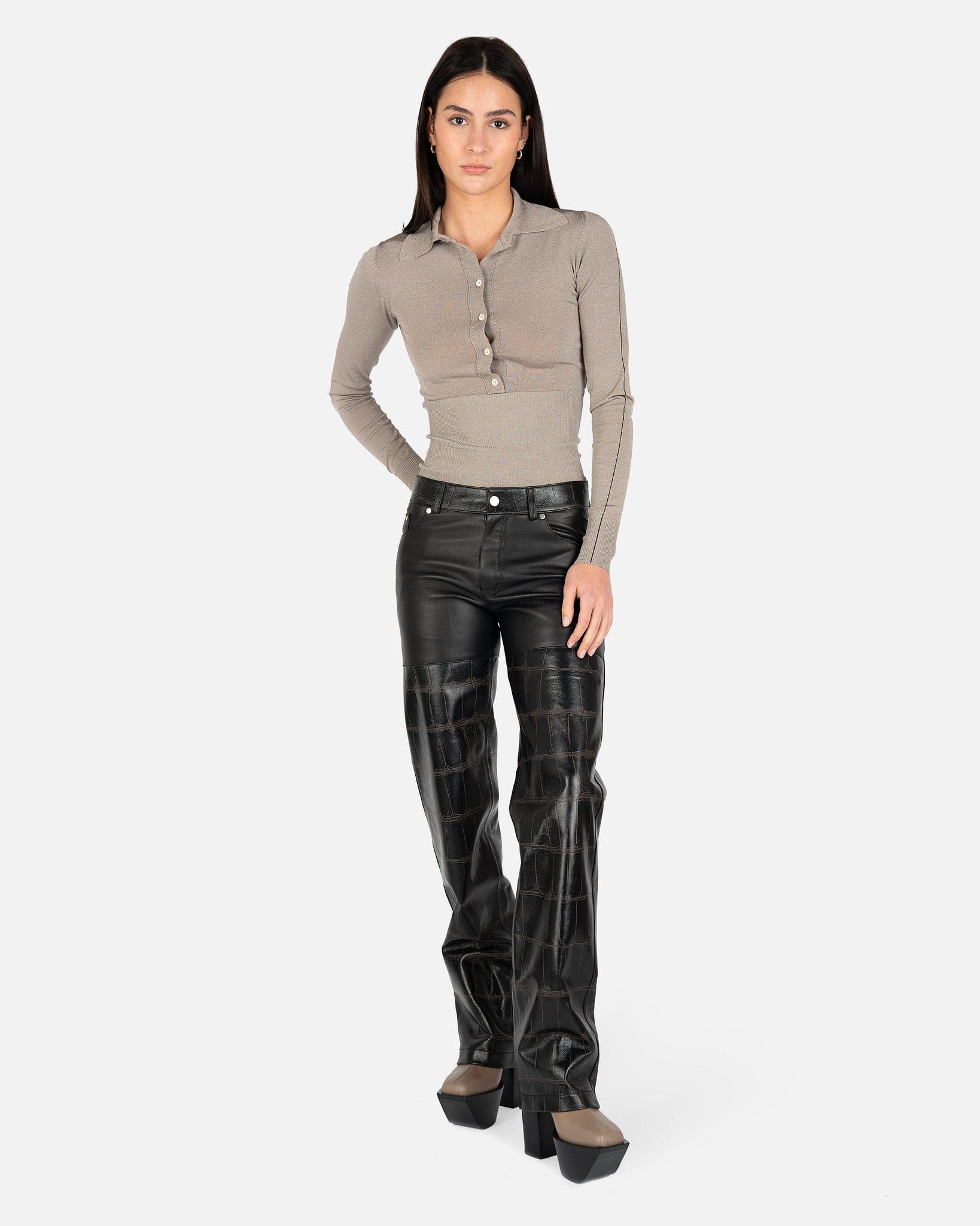 Combo Leather Pant in Black/Brown