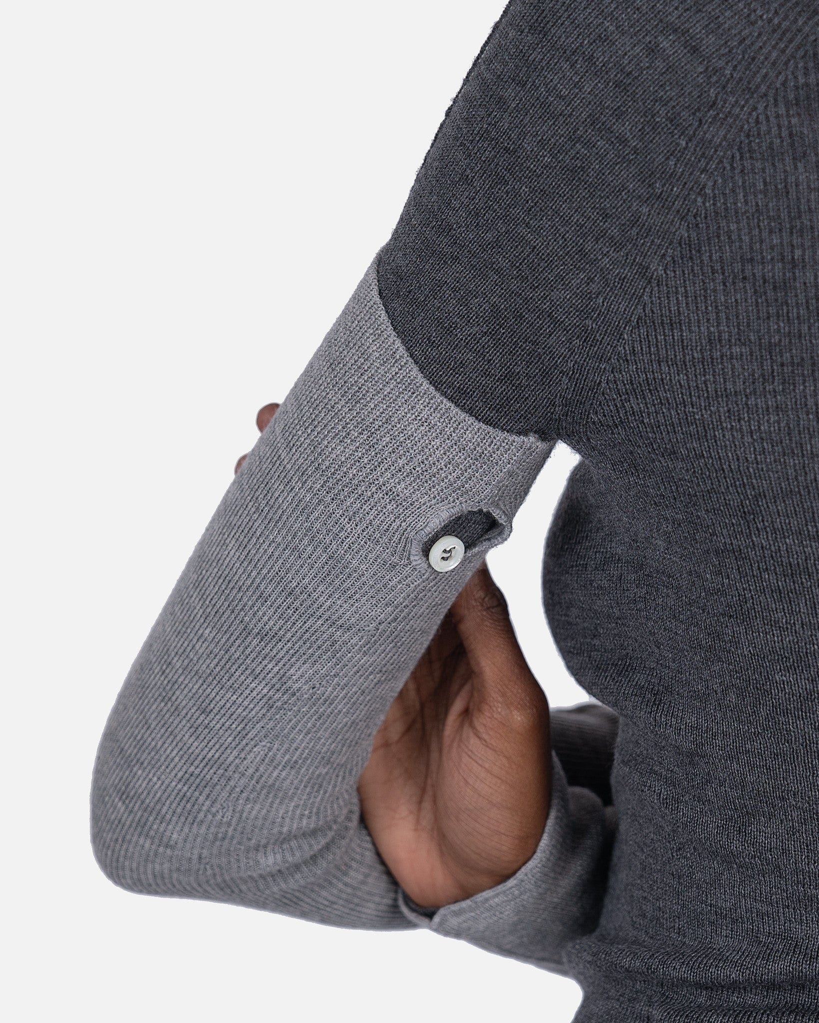 Combo Sleeve Turtle Neck Sweater in Cool Grey/Light Grey