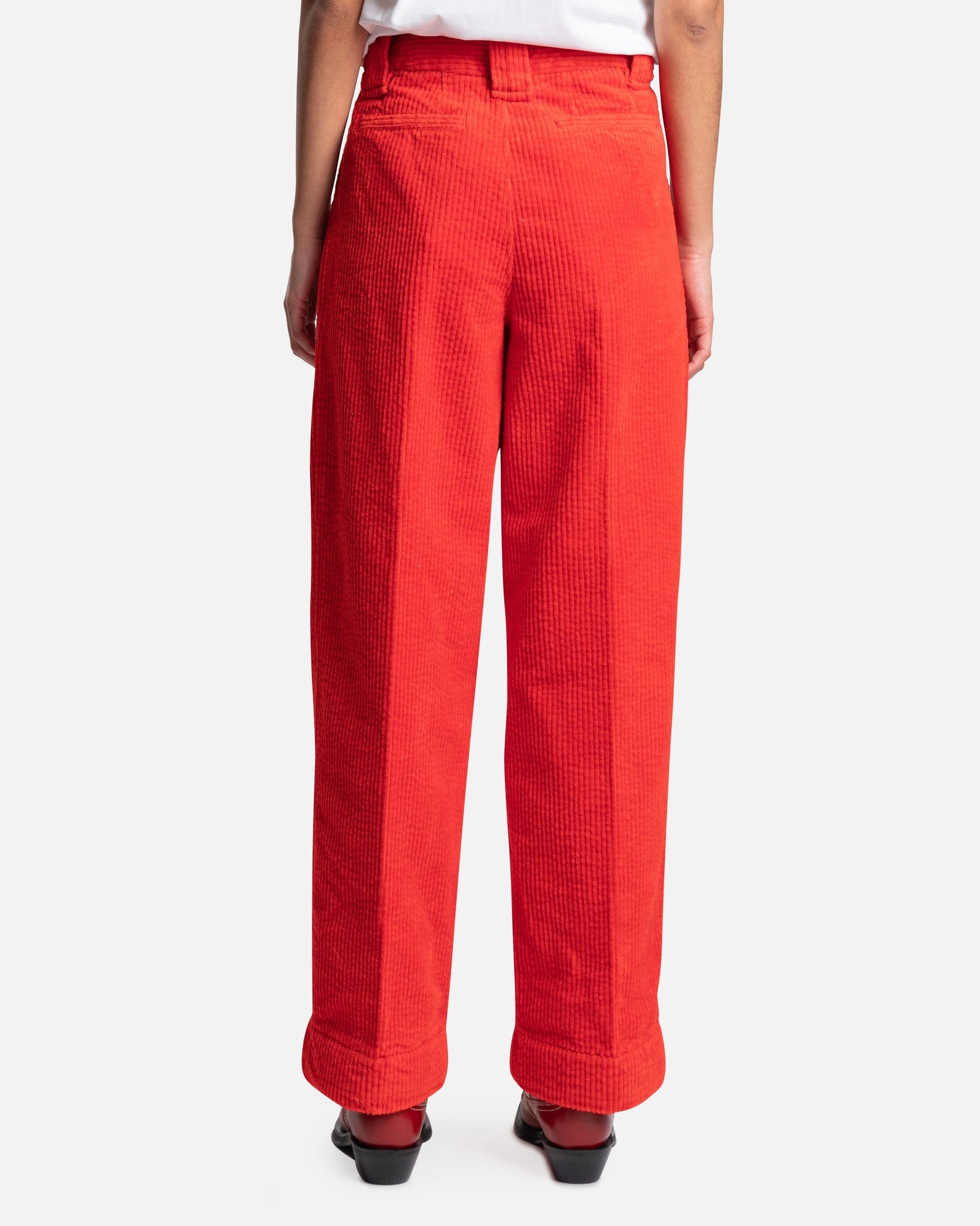 Corduroy Loose Fit Mid Waist Pleat Pants in Fiery Red – SVRN