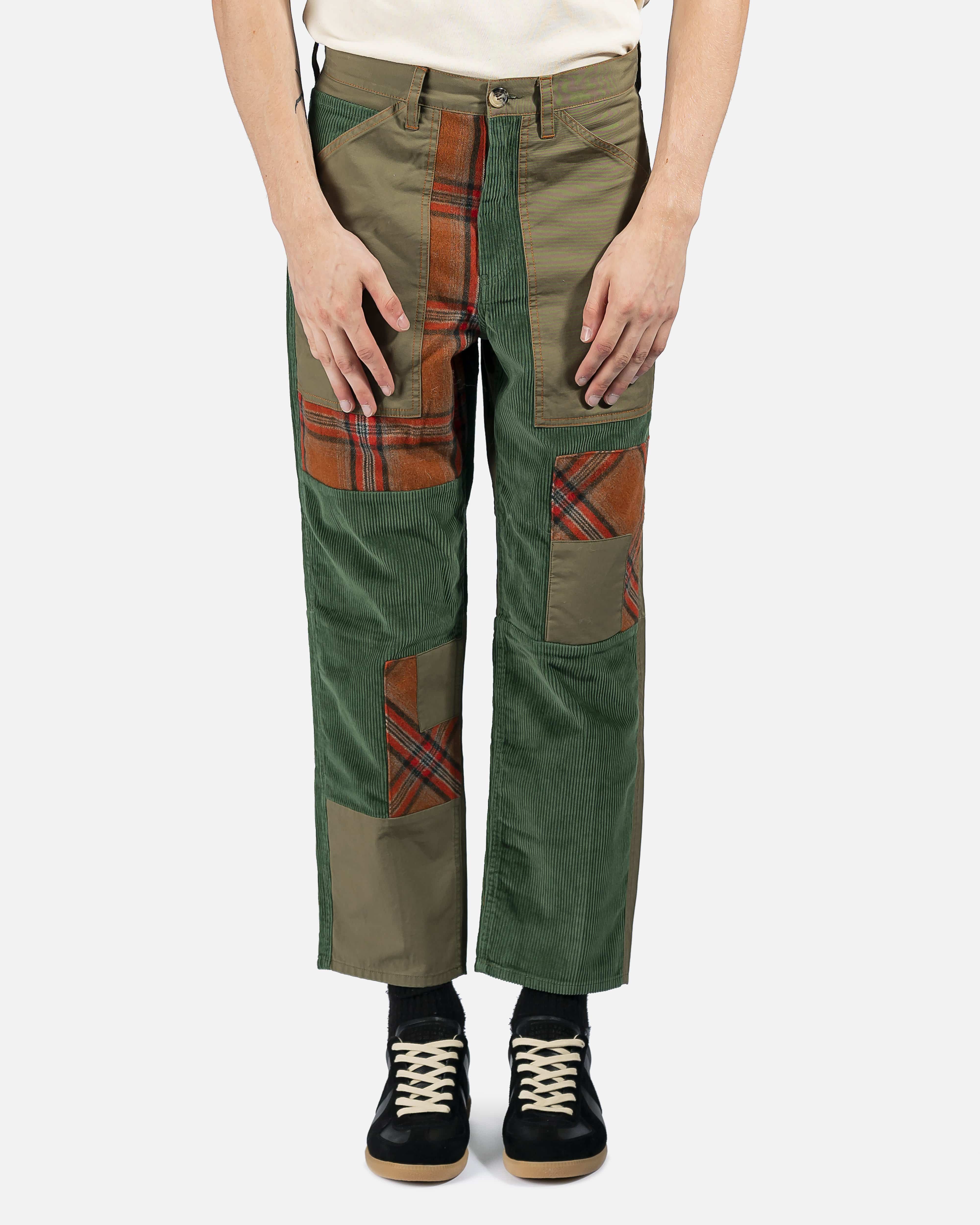 Cropped Patchwork Fatigue Trousers in Khaki