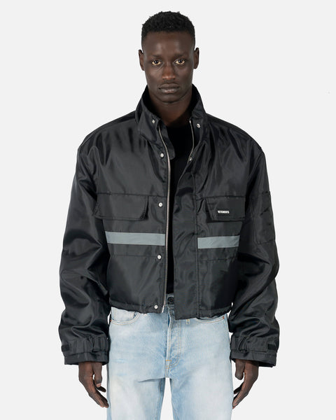 Cropped Reflective Parka in Black