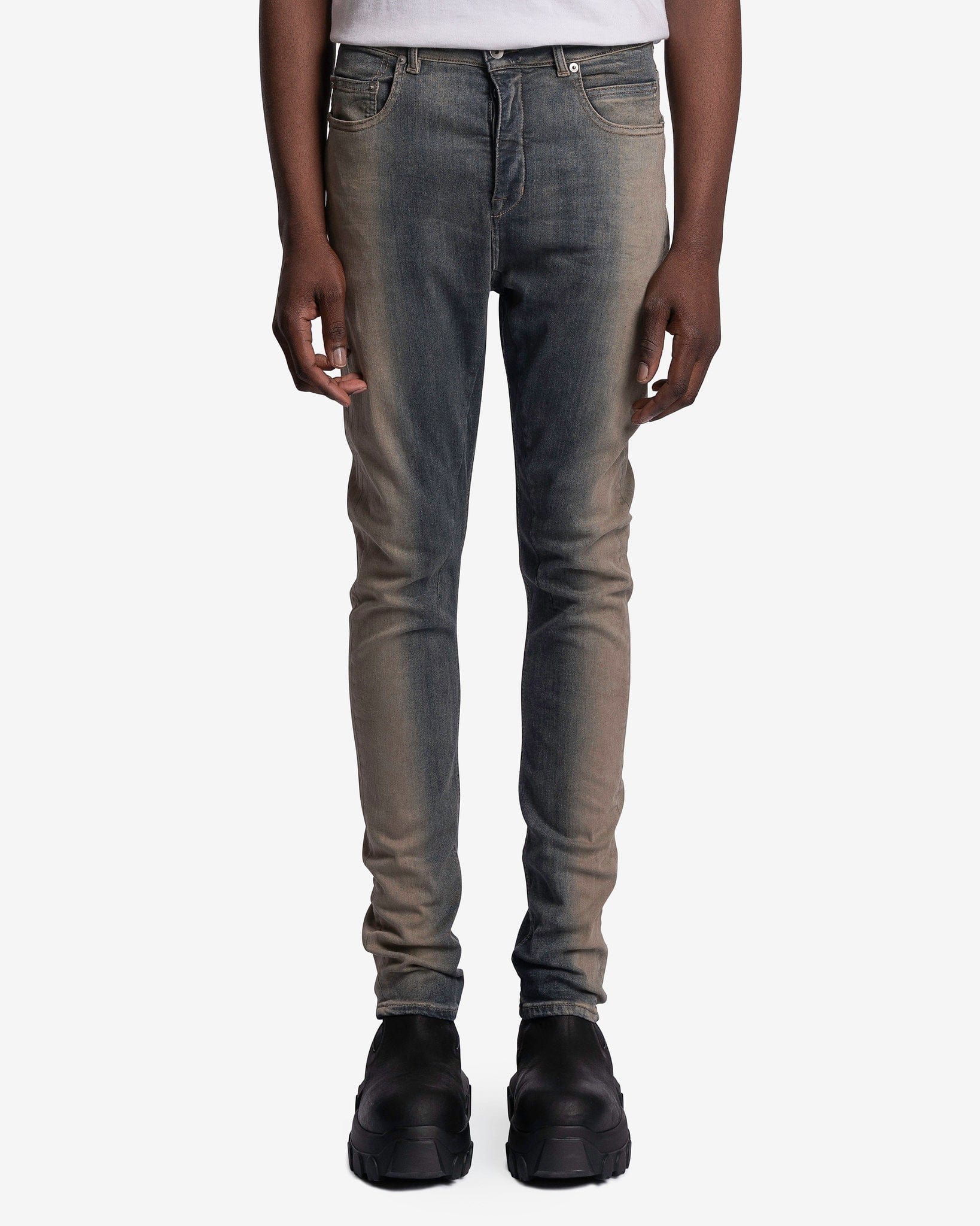 Rick Owens DRKSHDW Men's Jeans Detroit Cut Denim in Mineral Pearl Degrade