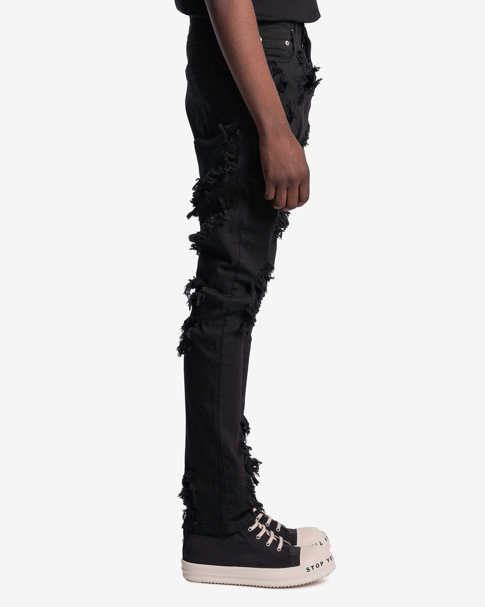 Distressed Detroit Cut Denim in Black – SVRN