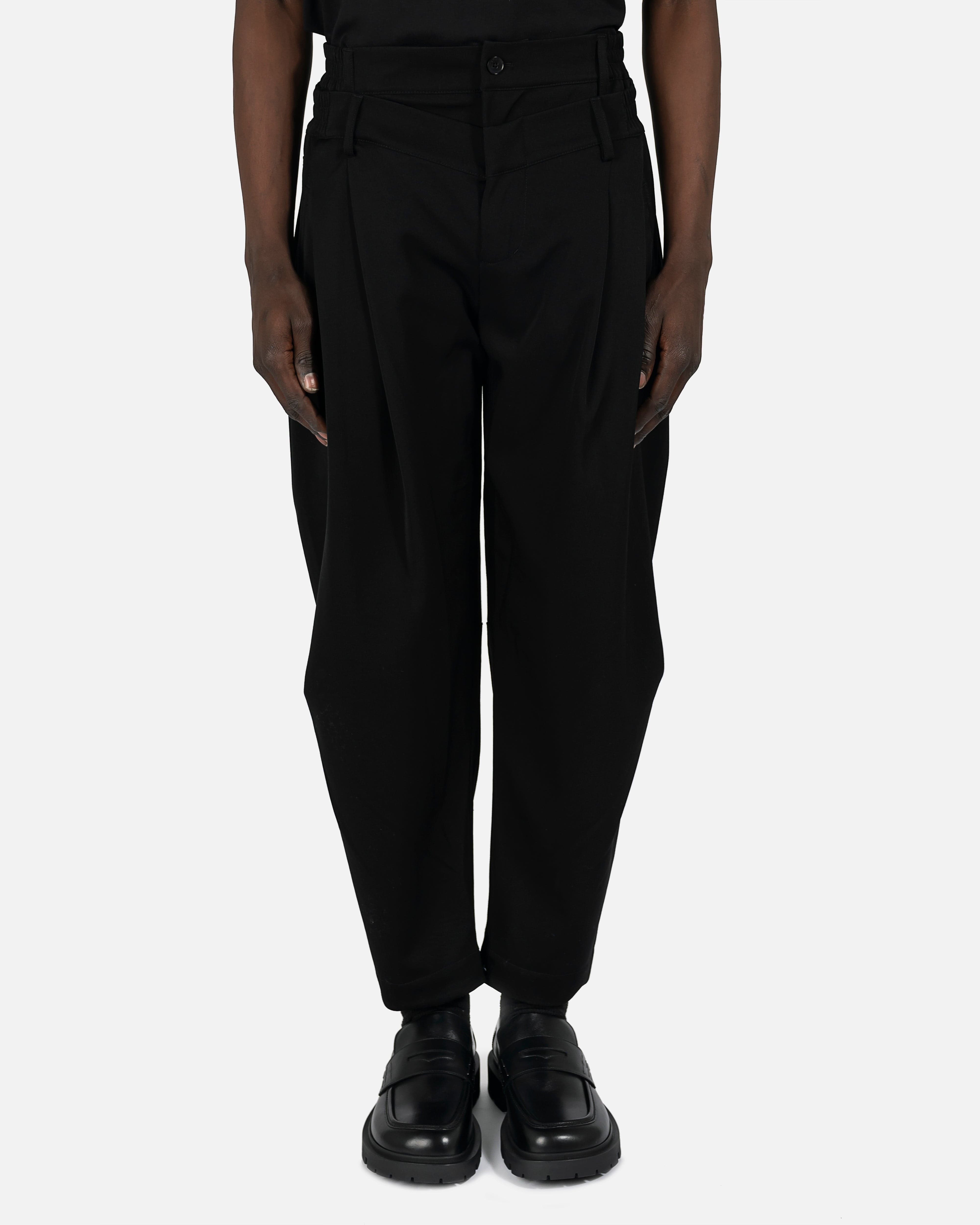Double Waistband Trousers in Black