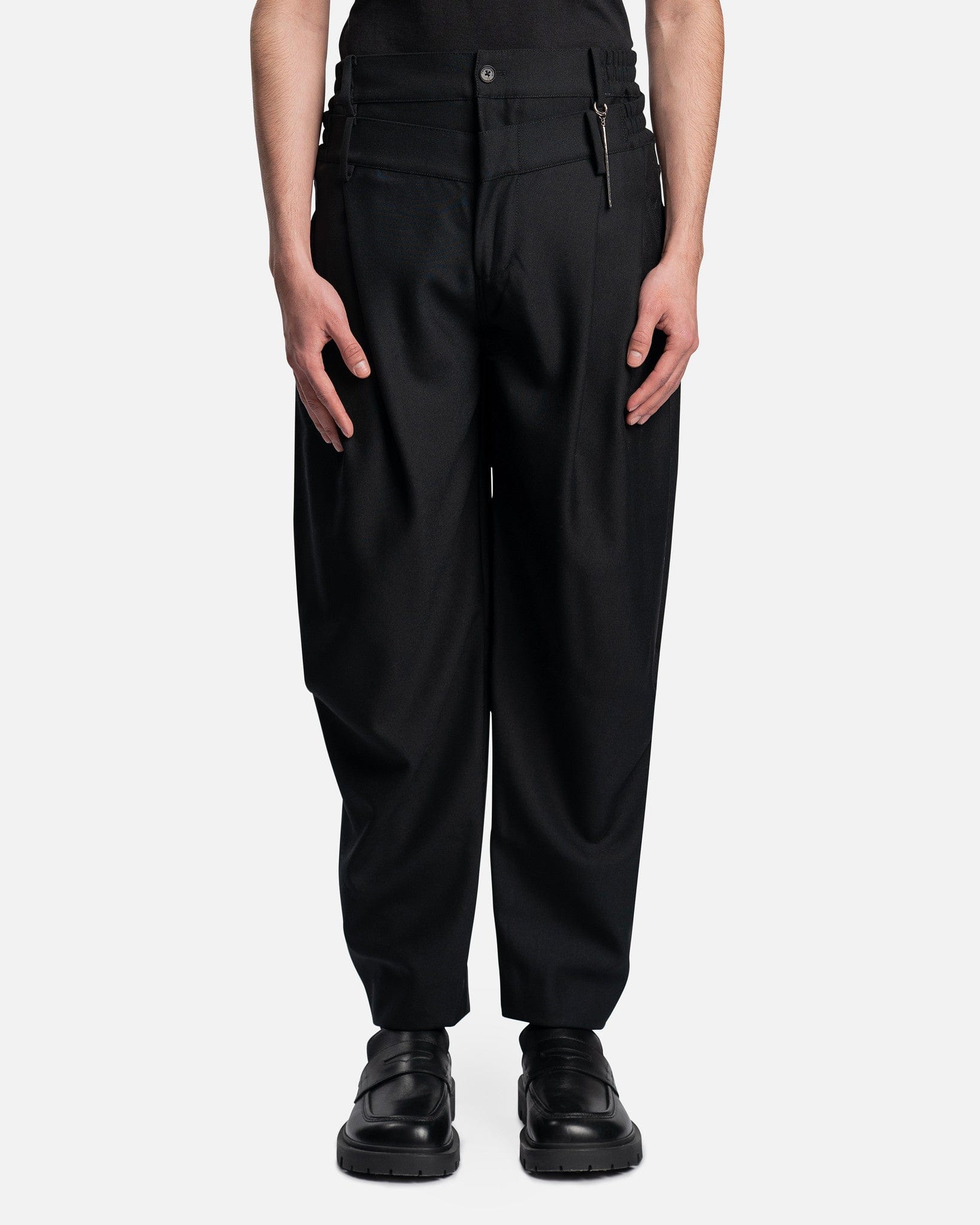 Double Waistband Trousers in Black – SVRN