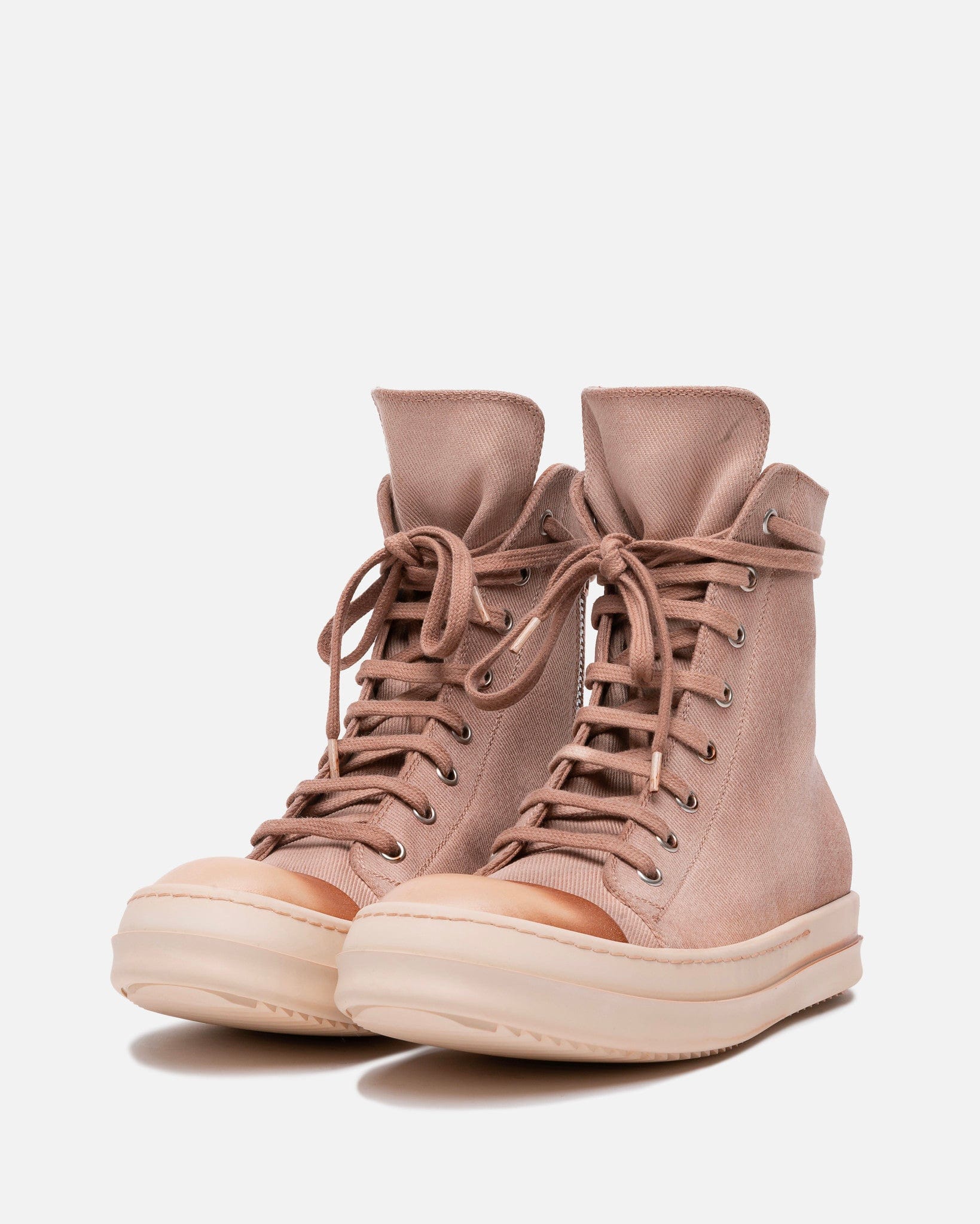 Rick Owens DRKSHDW Men's Sneakers Dyed Denim Ramones in Faded Pink/Pink