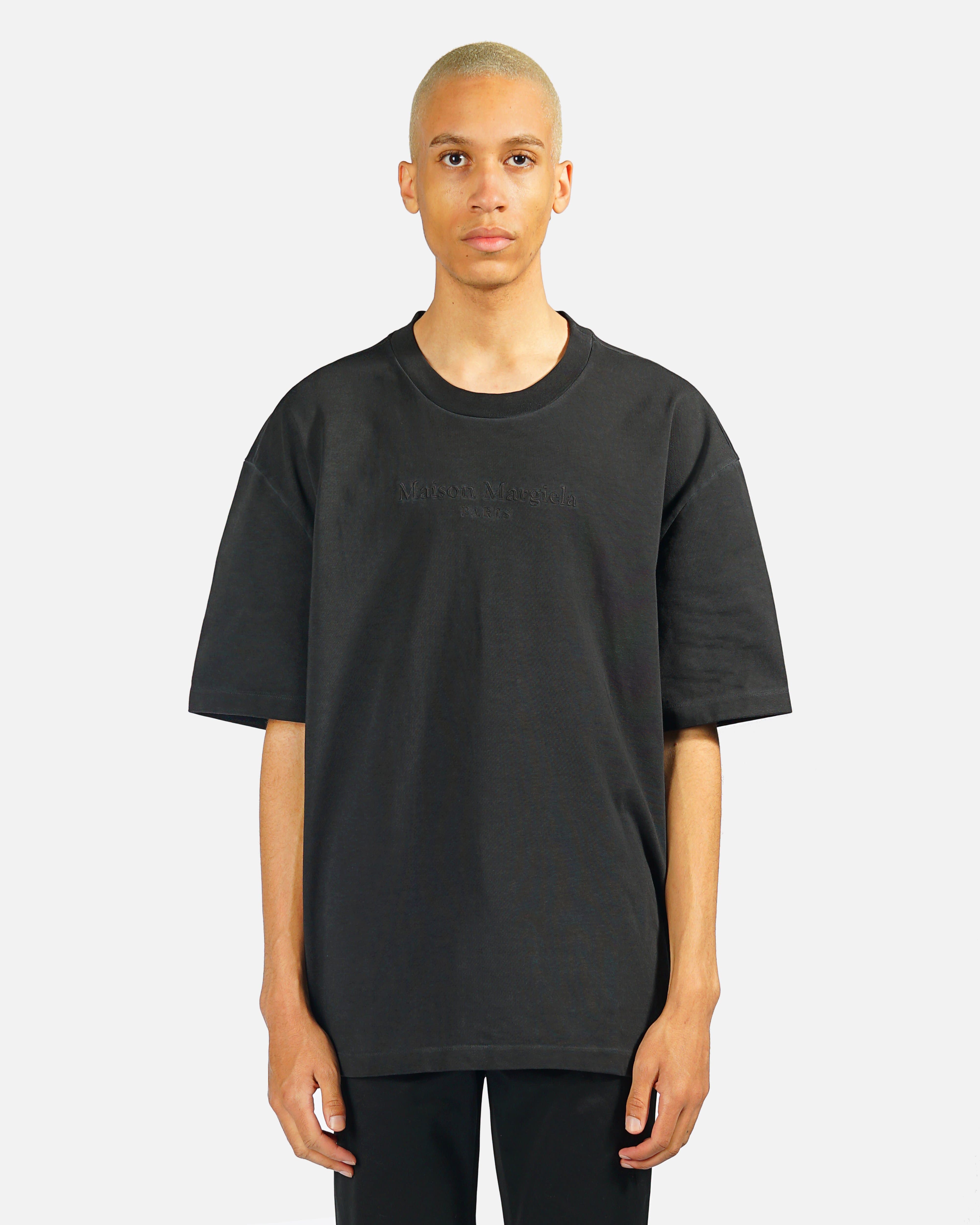 Embroidered Logo Tee in Washed Black