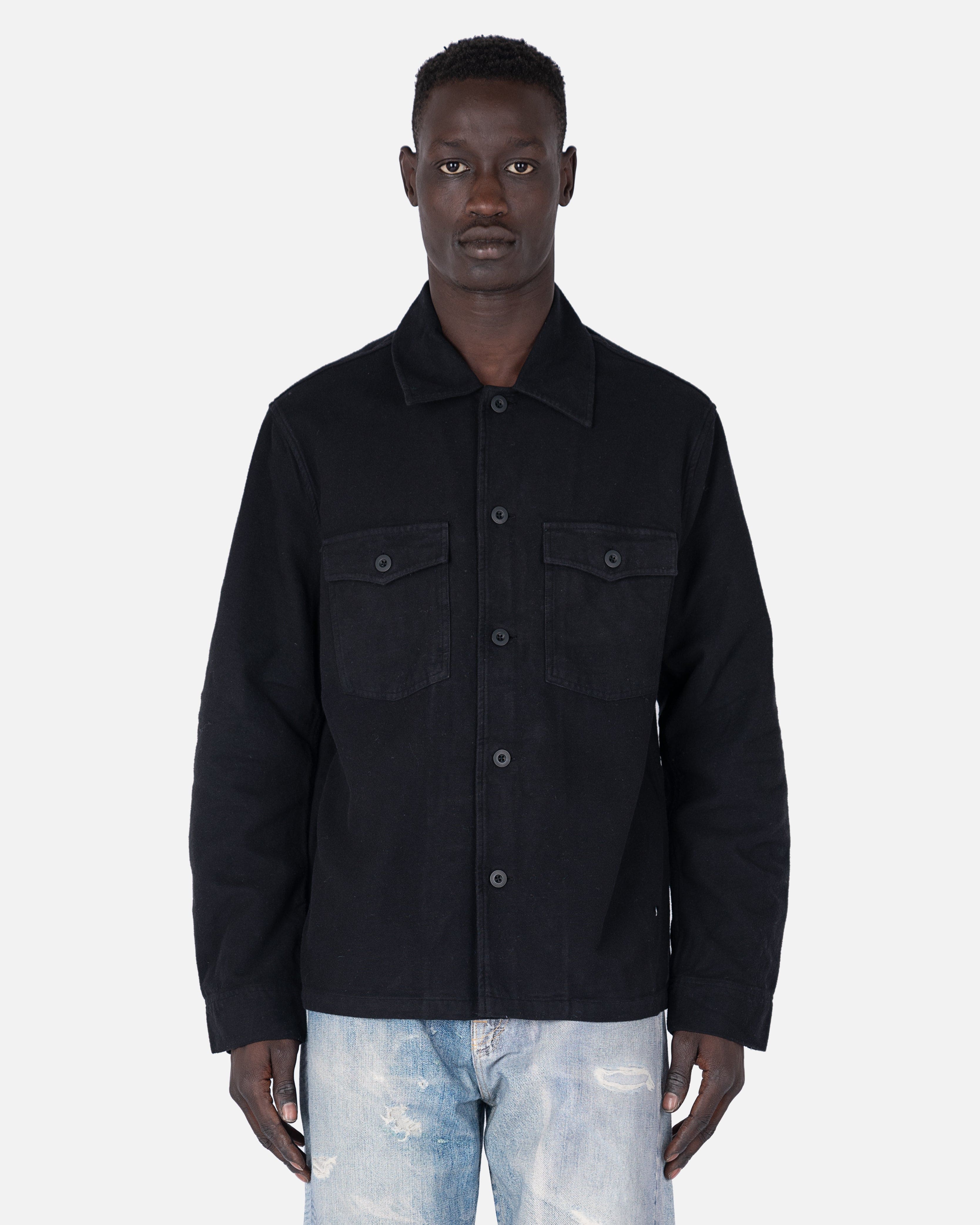 Evening Coach Jacket in Black Brushed Cotton