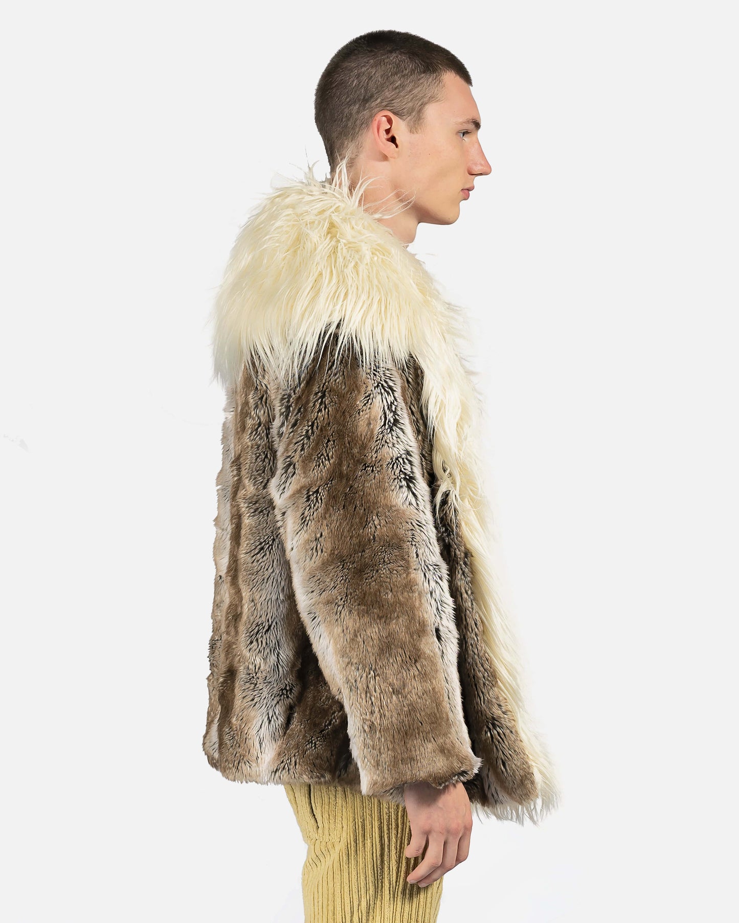 ERL Men's Coat Faux Fur Coat in Brown