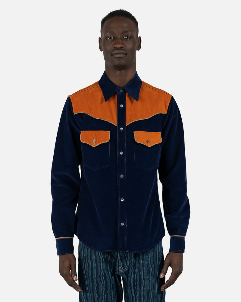 Marni Men's Shirts Fine Wale Corduroy Shirt in Deep Blue