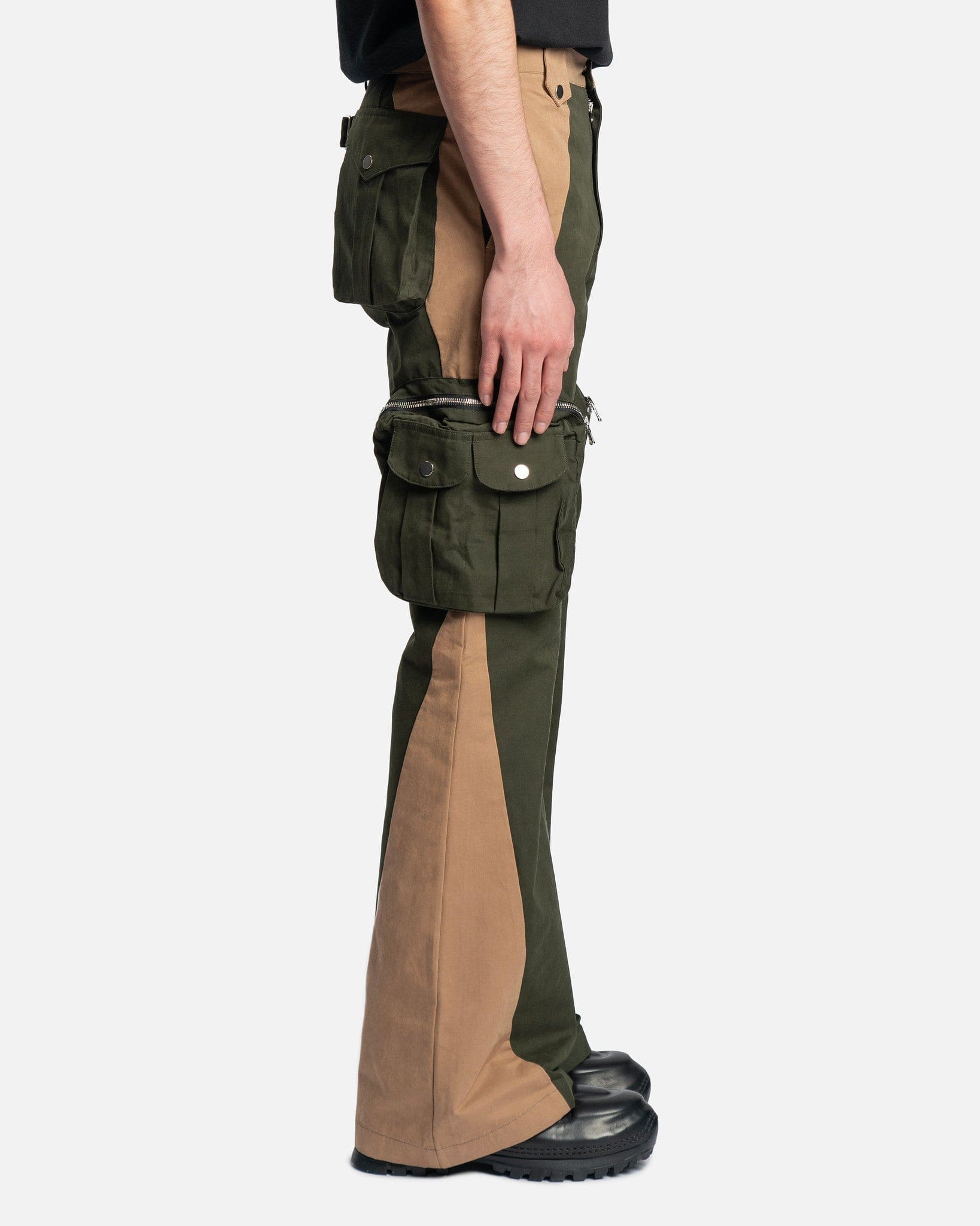 FFFPOSTALSERVICE Men's Pants Flare Cargo V2.5 in Green/Beige