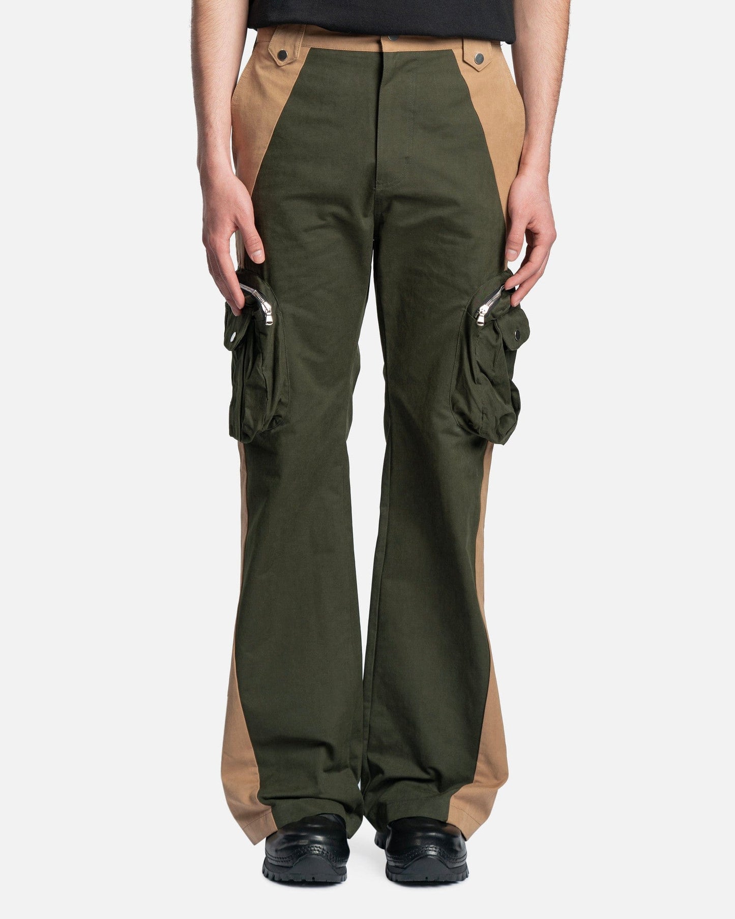 FFFPOSTALSERVICE Men's Pants Flare Cargo V2.5 in Green/Beige