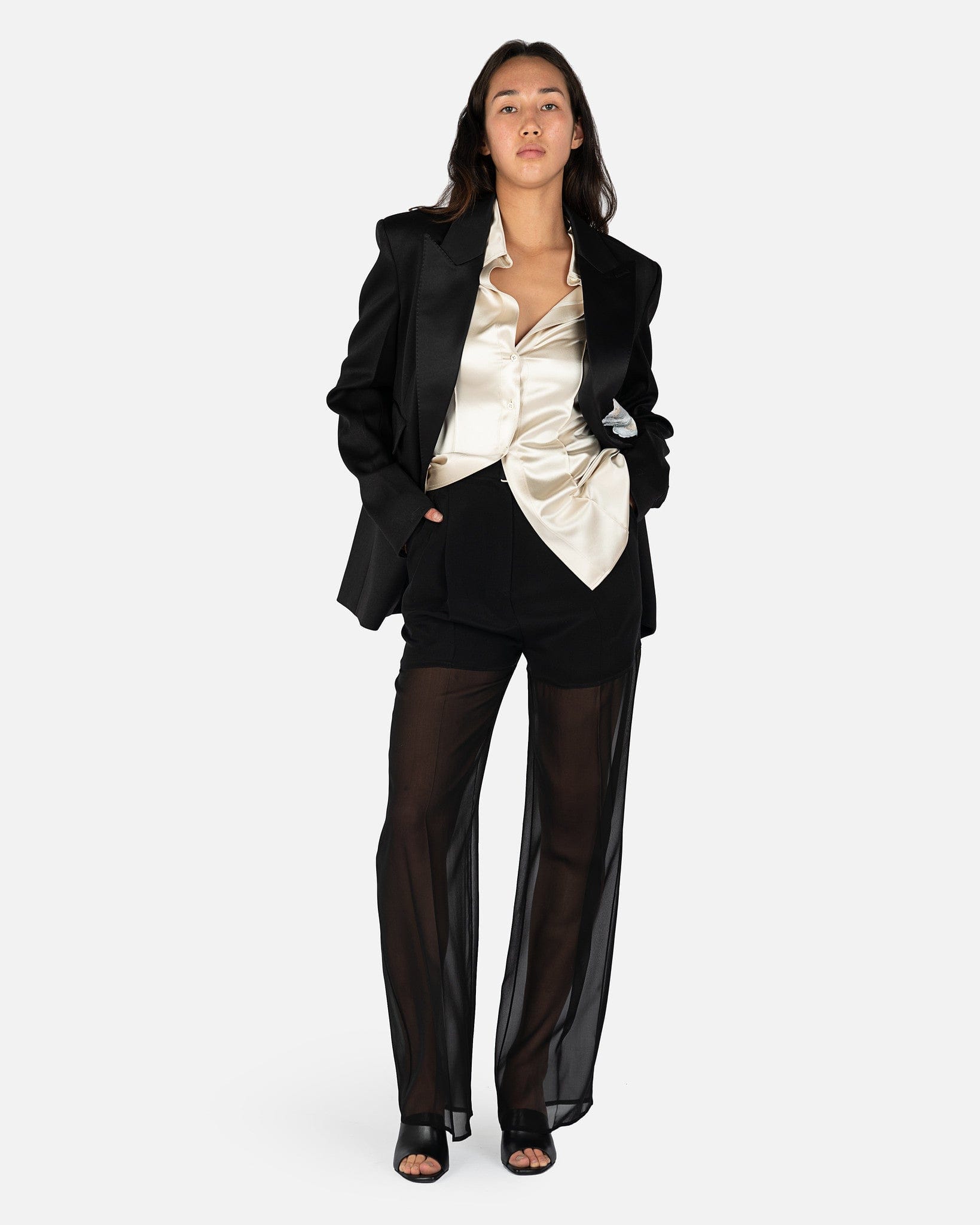 Floral Tuxedo Oversized Blazer in Black/White – SVRN