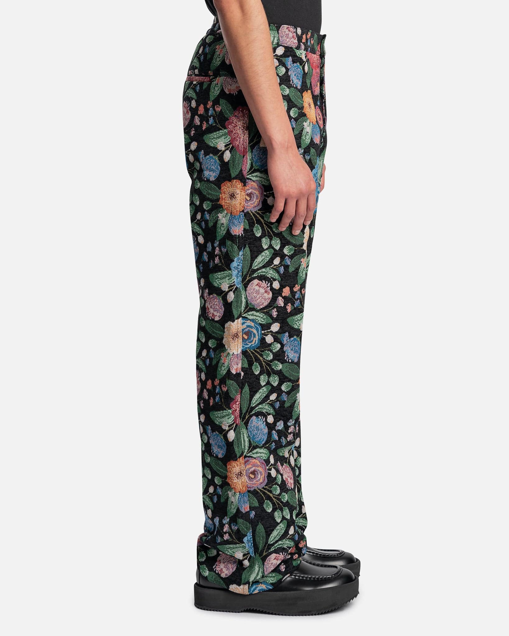 Flower Jacquard Beach Pants in Black