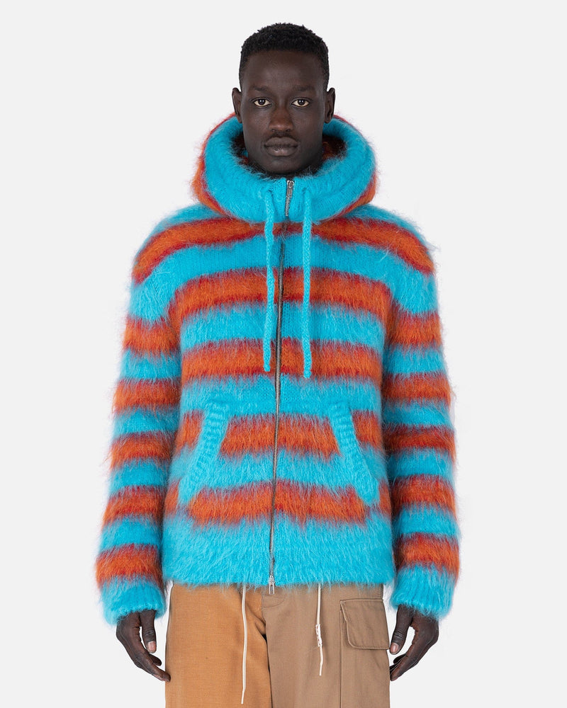 Marni Men's Sweatshirts Fuzzy Wuzzy Brushed Cardigan in Turquoise