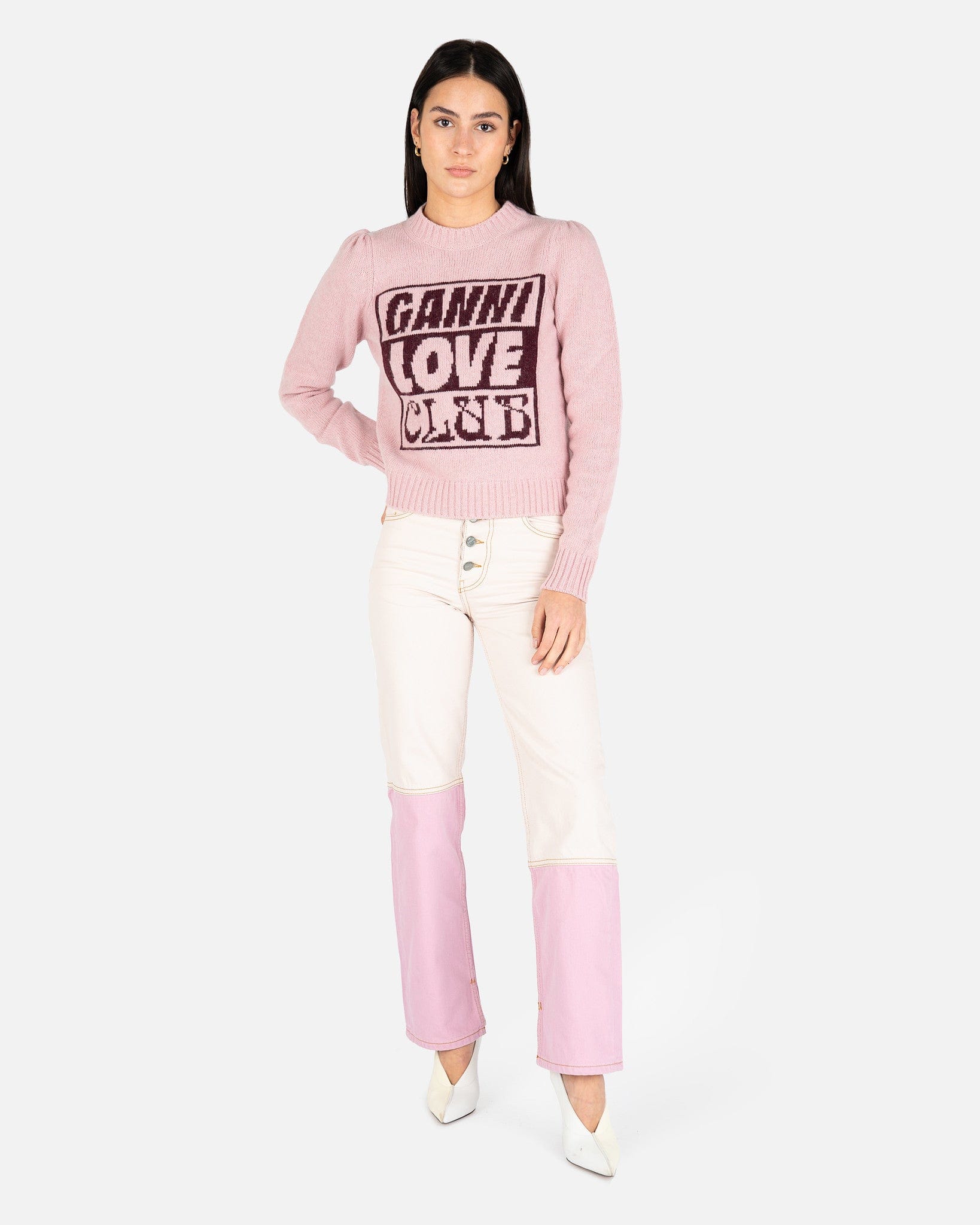 Graphic Lambswool Sweater in Pink Lavender