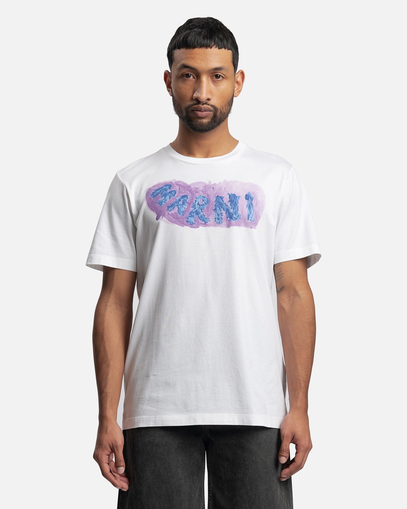 Hairy Marni Logo T-Shirt in Lily White
