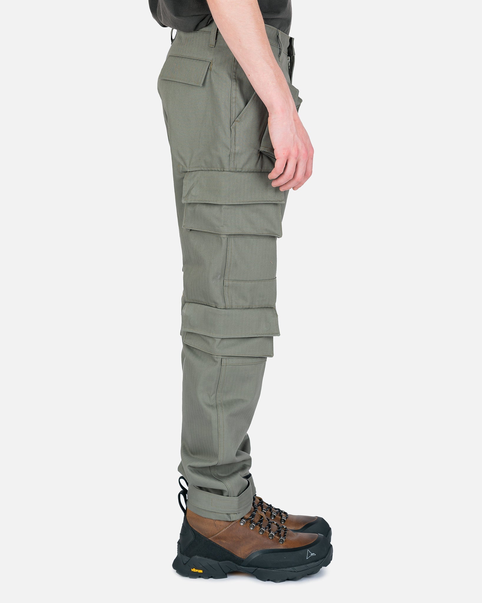 Herringbone Cotton Cargo Pant in Green – SVRN