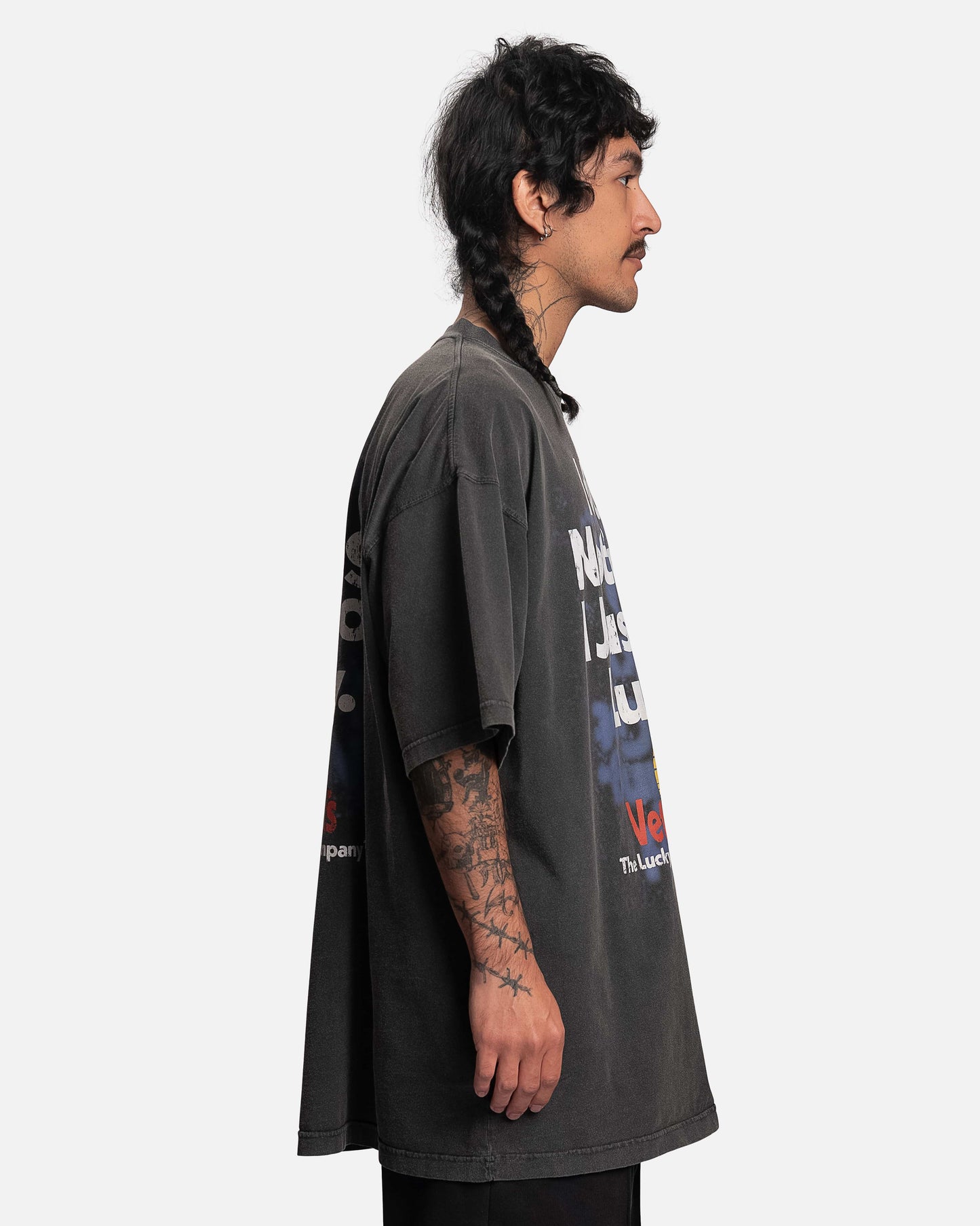 VETEMENTS Men's T-Shirts I Got Lucky T-Shirt in Washed Black