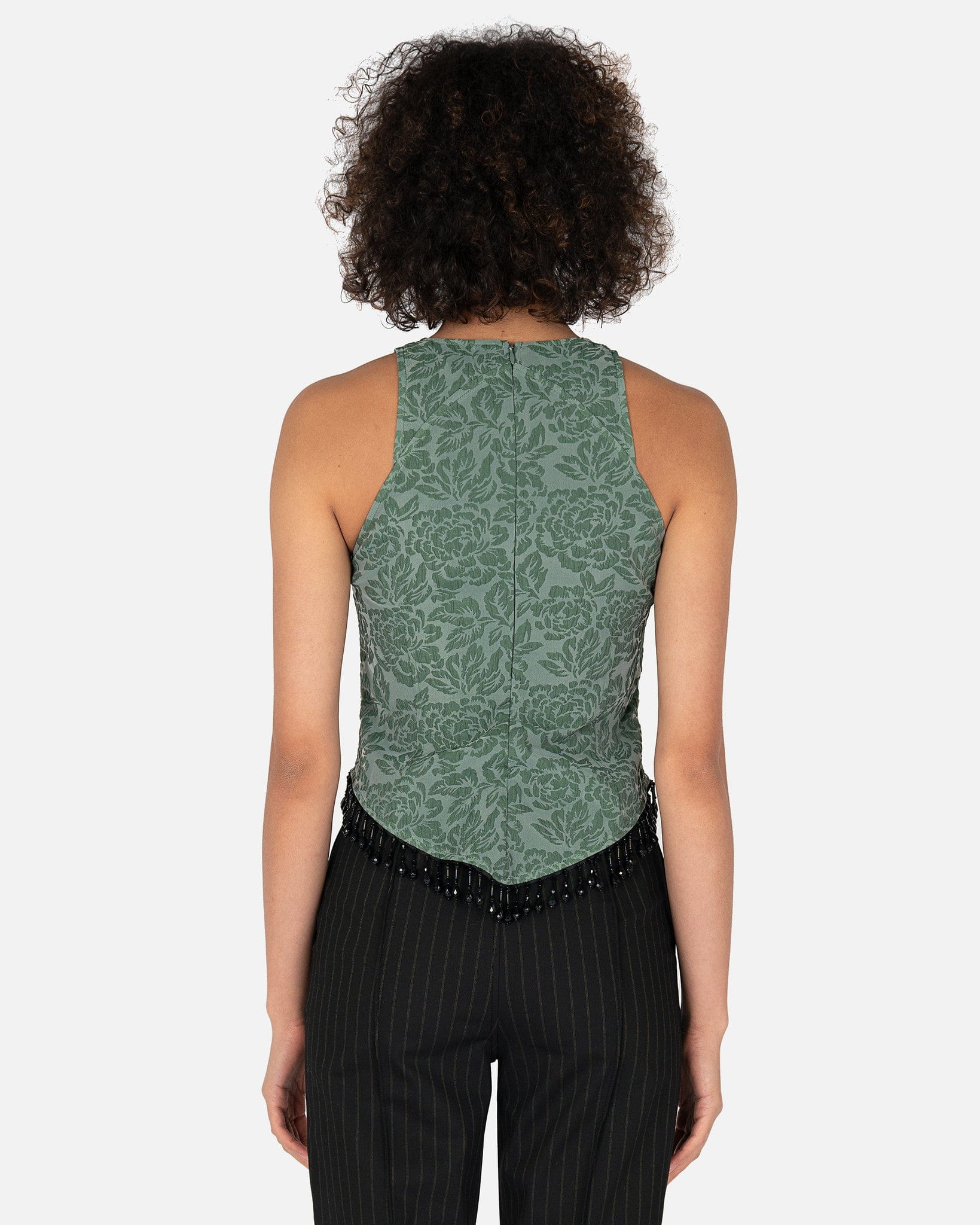 Jacquard Organza Beaded Top in Myrtle