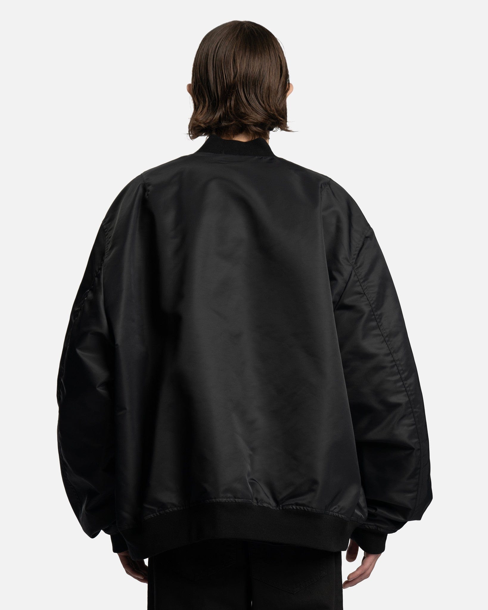 Leather Patch Classic Bomber in Black