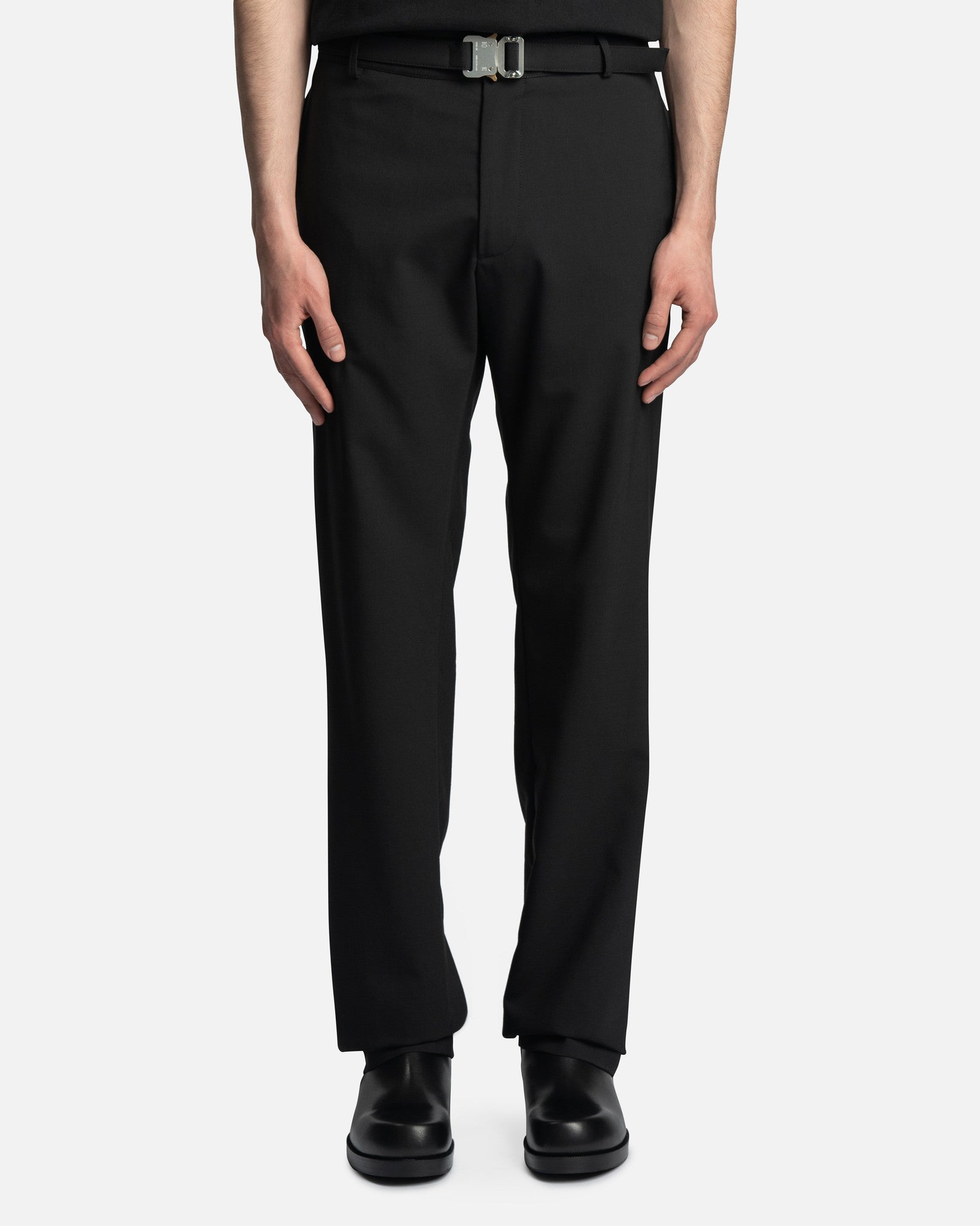 Metal Buckle Suit Pants in Black