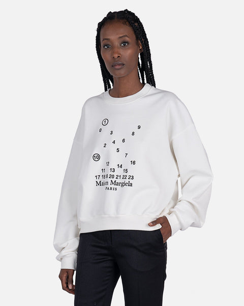 Numbers Logo Sweatshirt in White SVRN