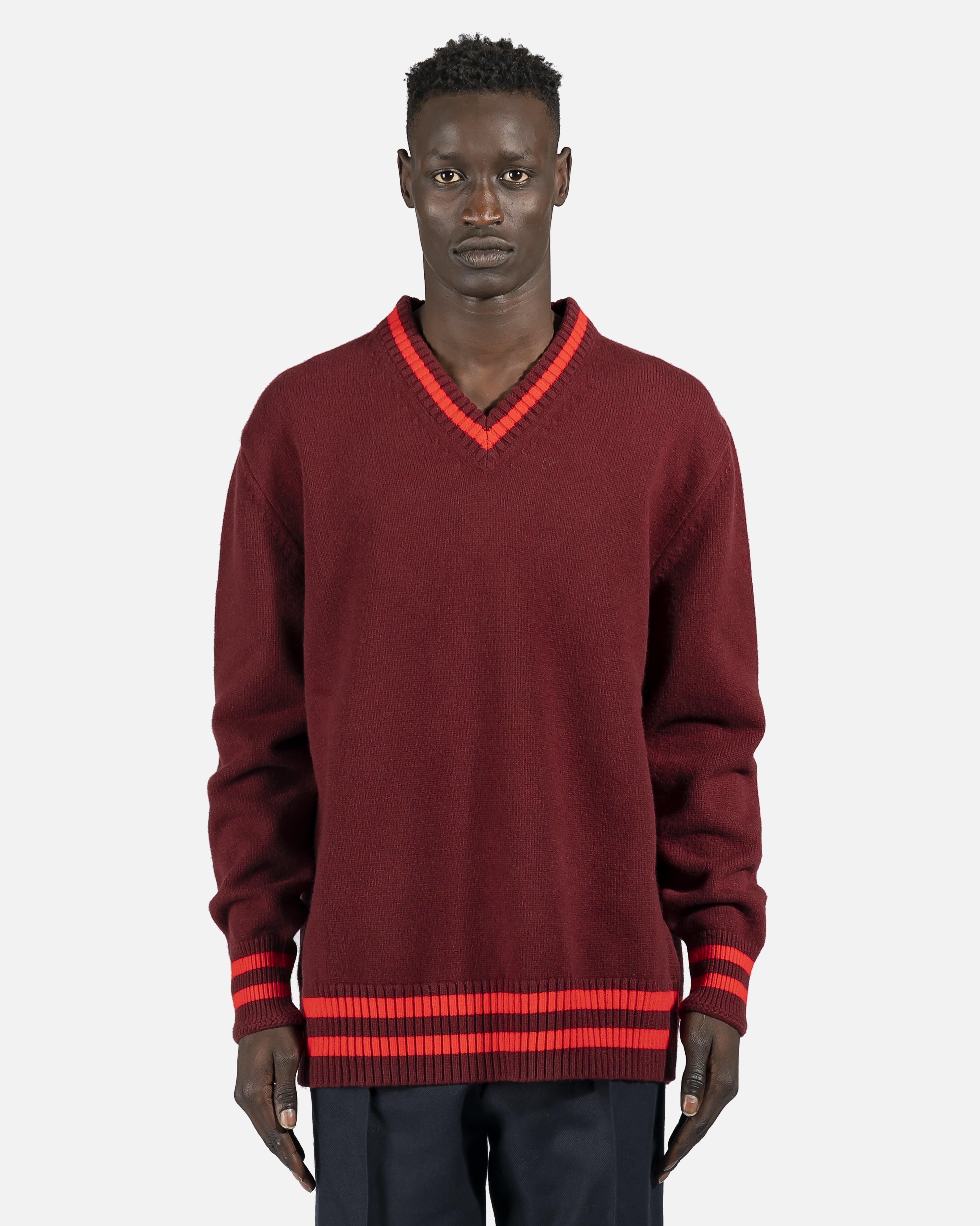 Oversized Wool Sweater in Burgundy/Red