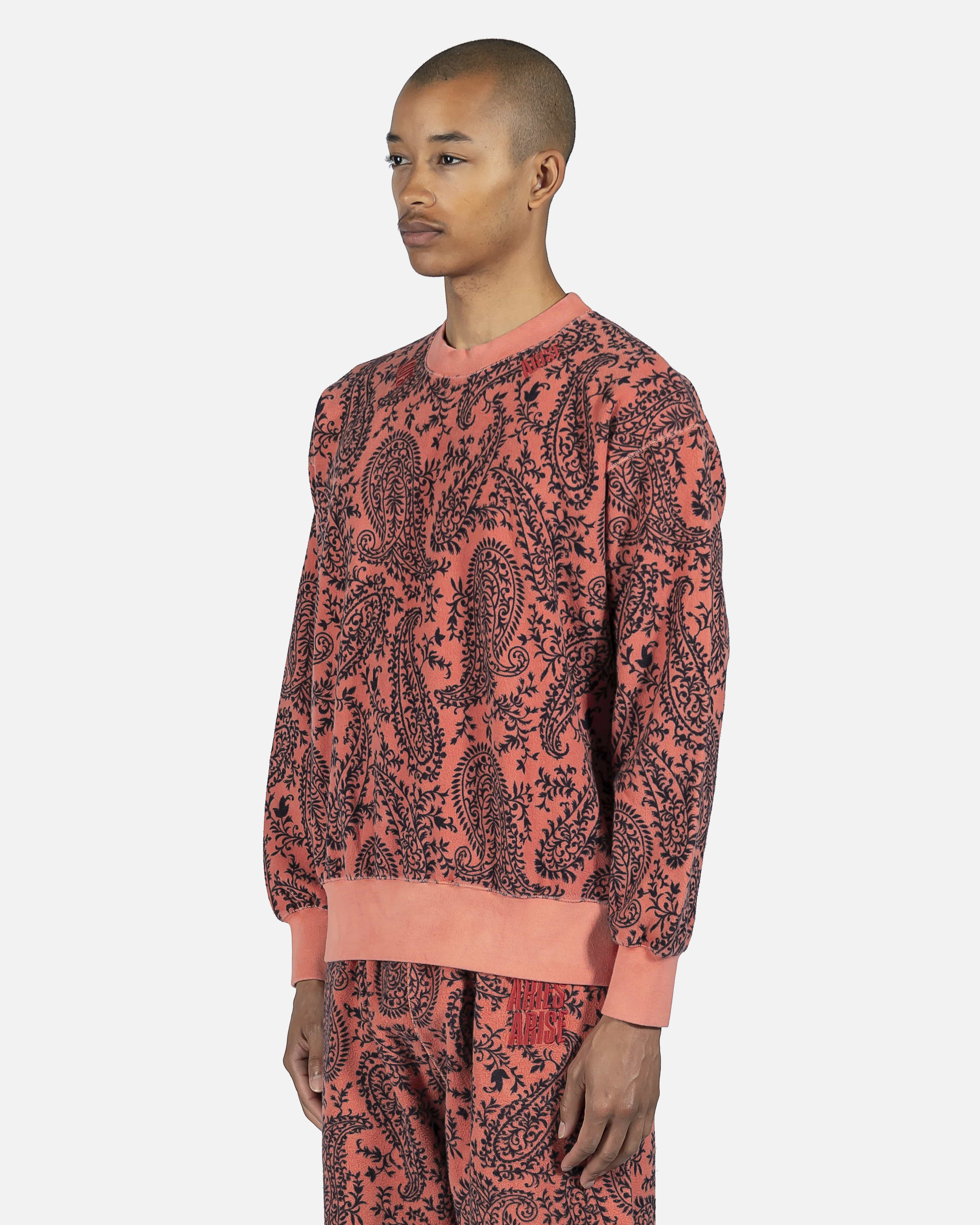 Paisley Reverse Fleece Sweatshirt in Coral