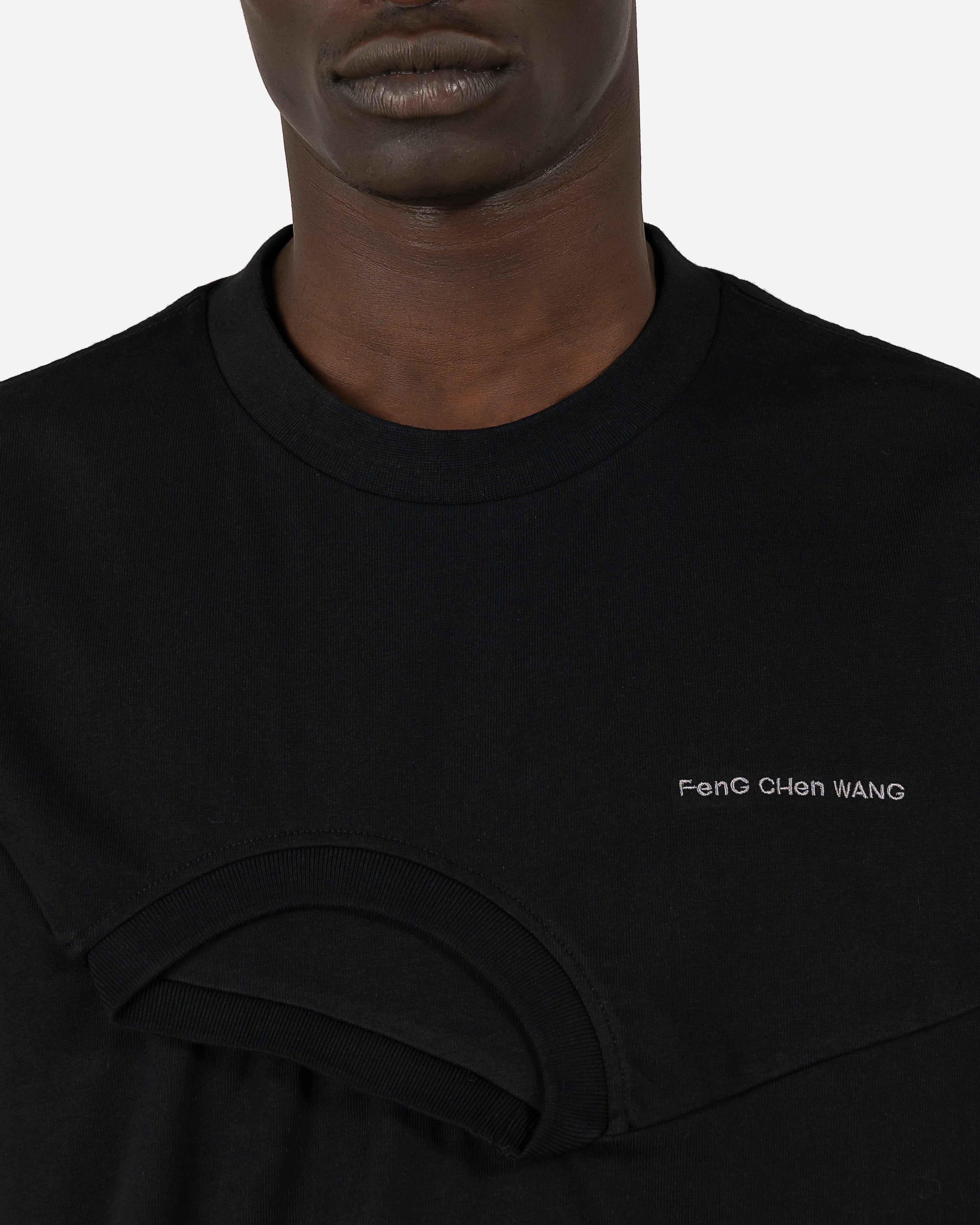 Panelled Collar T-Shirt in Black – SVRN