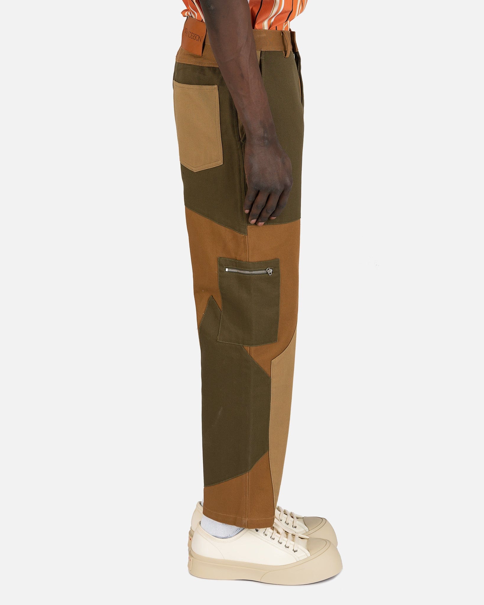 Patchwork Fatigue Trousers in Beige