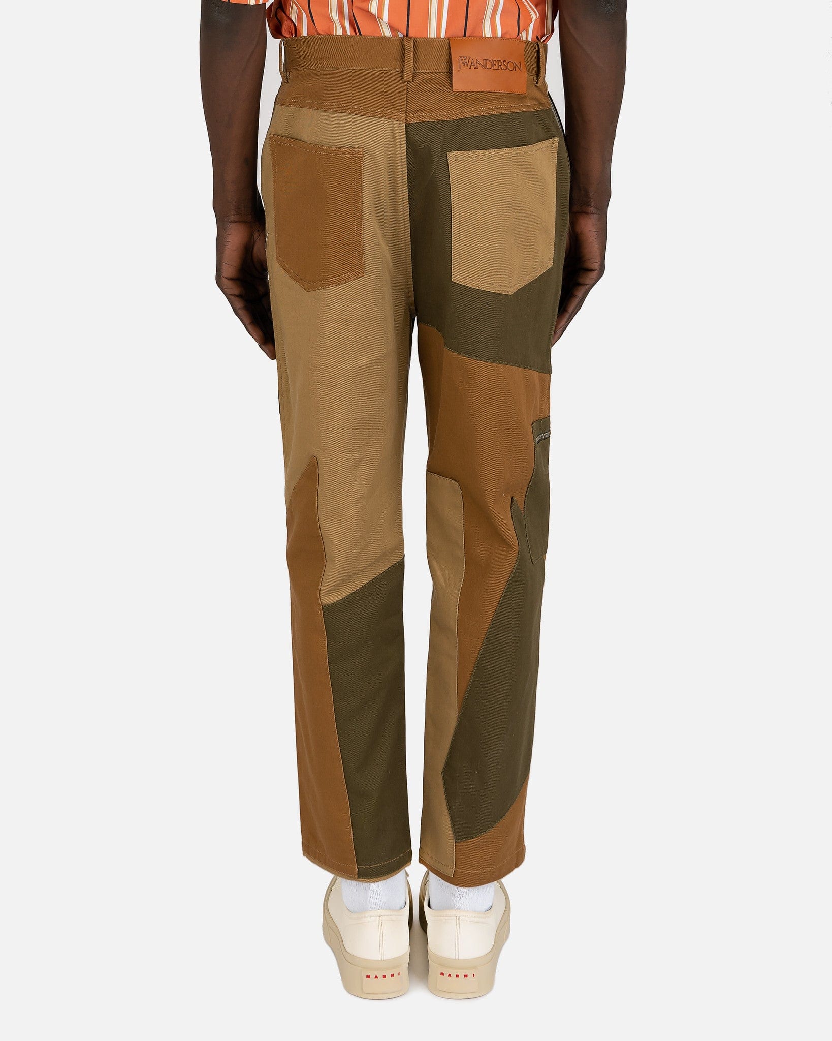 Patchwork Fatigue Trousers in Beige