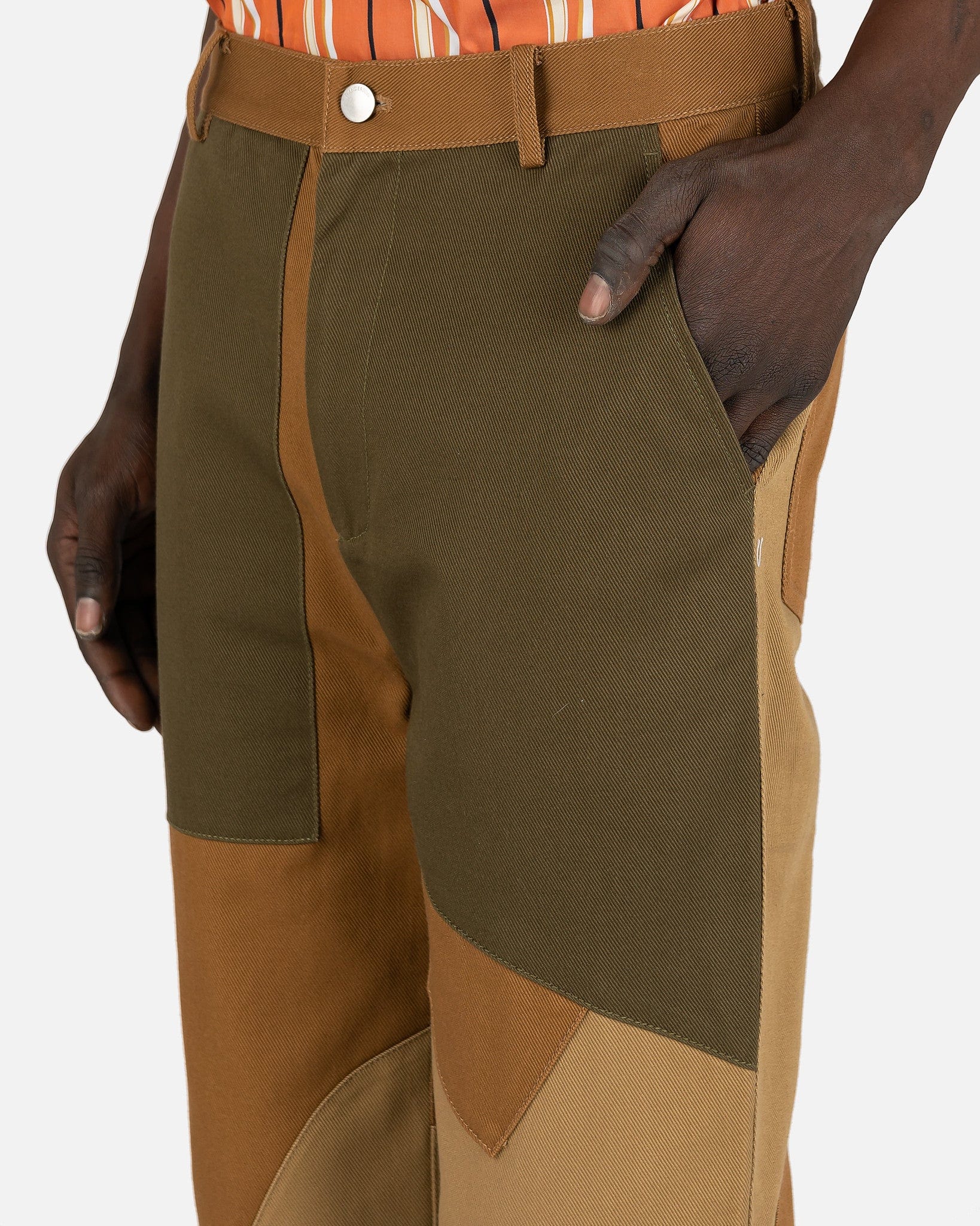 Patchwork Fatigue Trousers in Beige