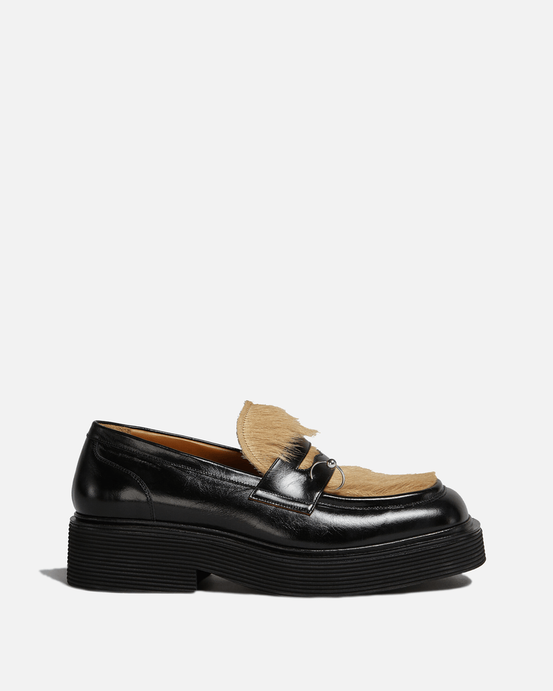 Marni Men's Shoes Pierced Hair Moccasins in Black/Biege