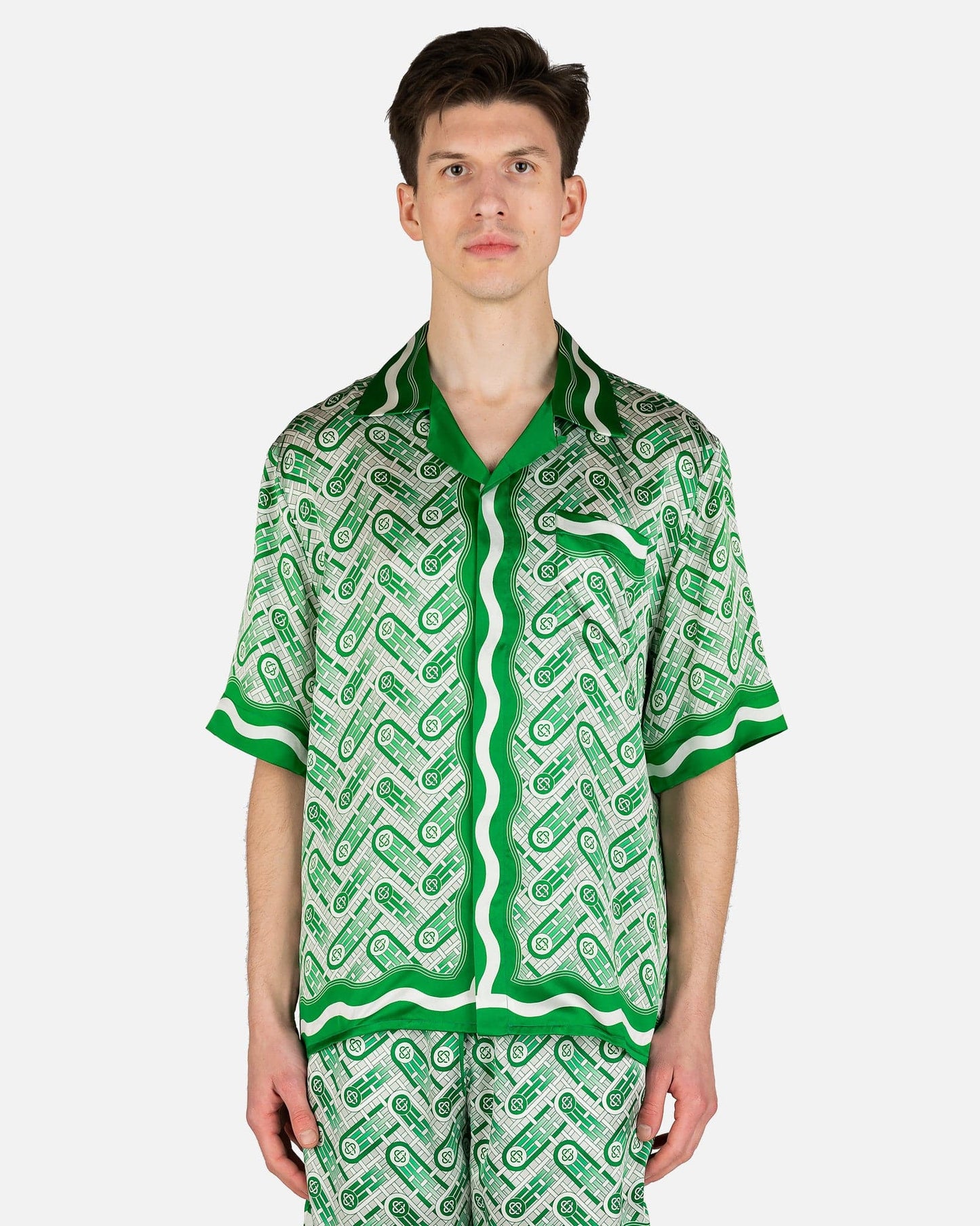 CASABLANCA Silk Shirt With Monogram in Green for Men