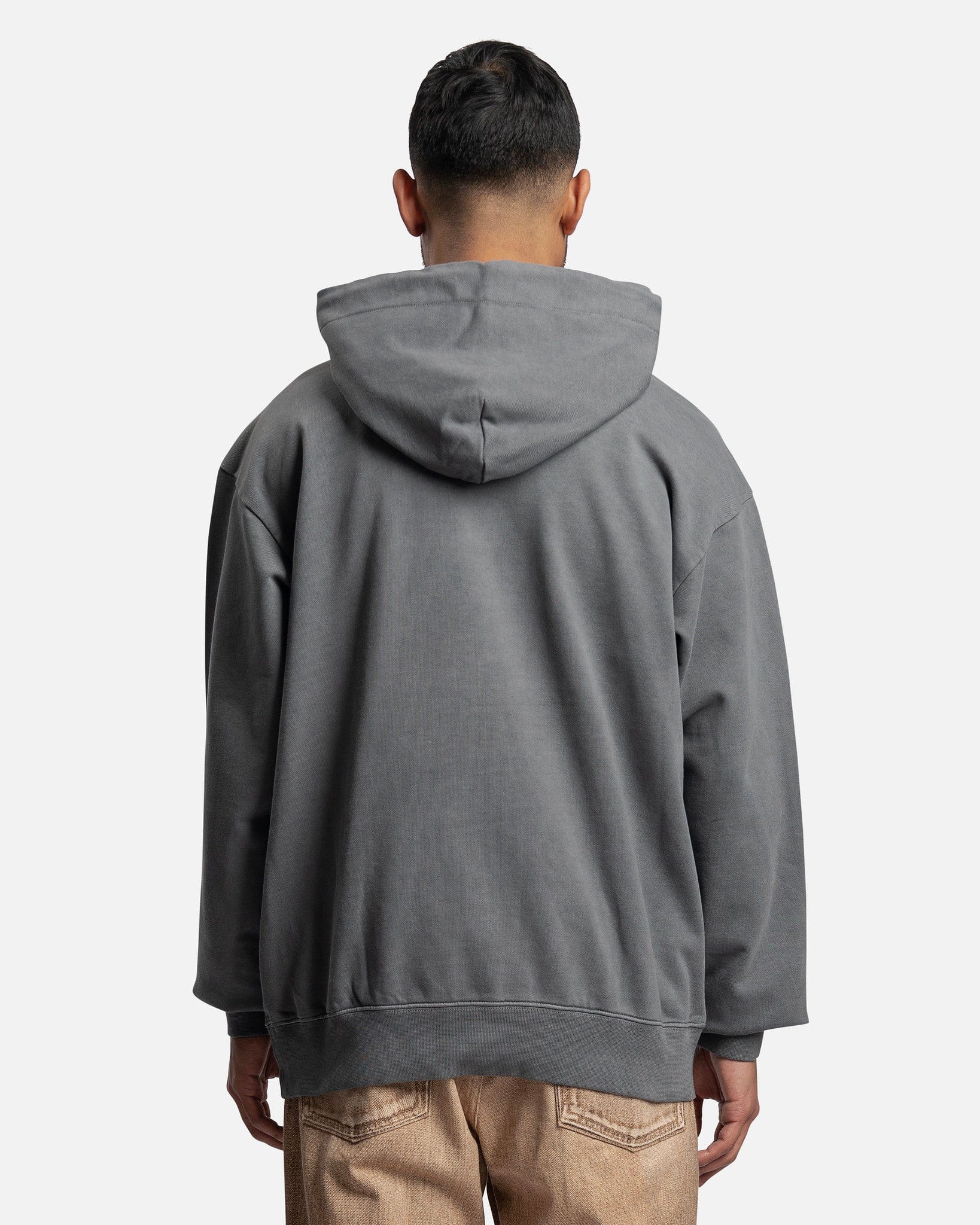 Plant Dye Double Collar Hoodie in Dark Grey