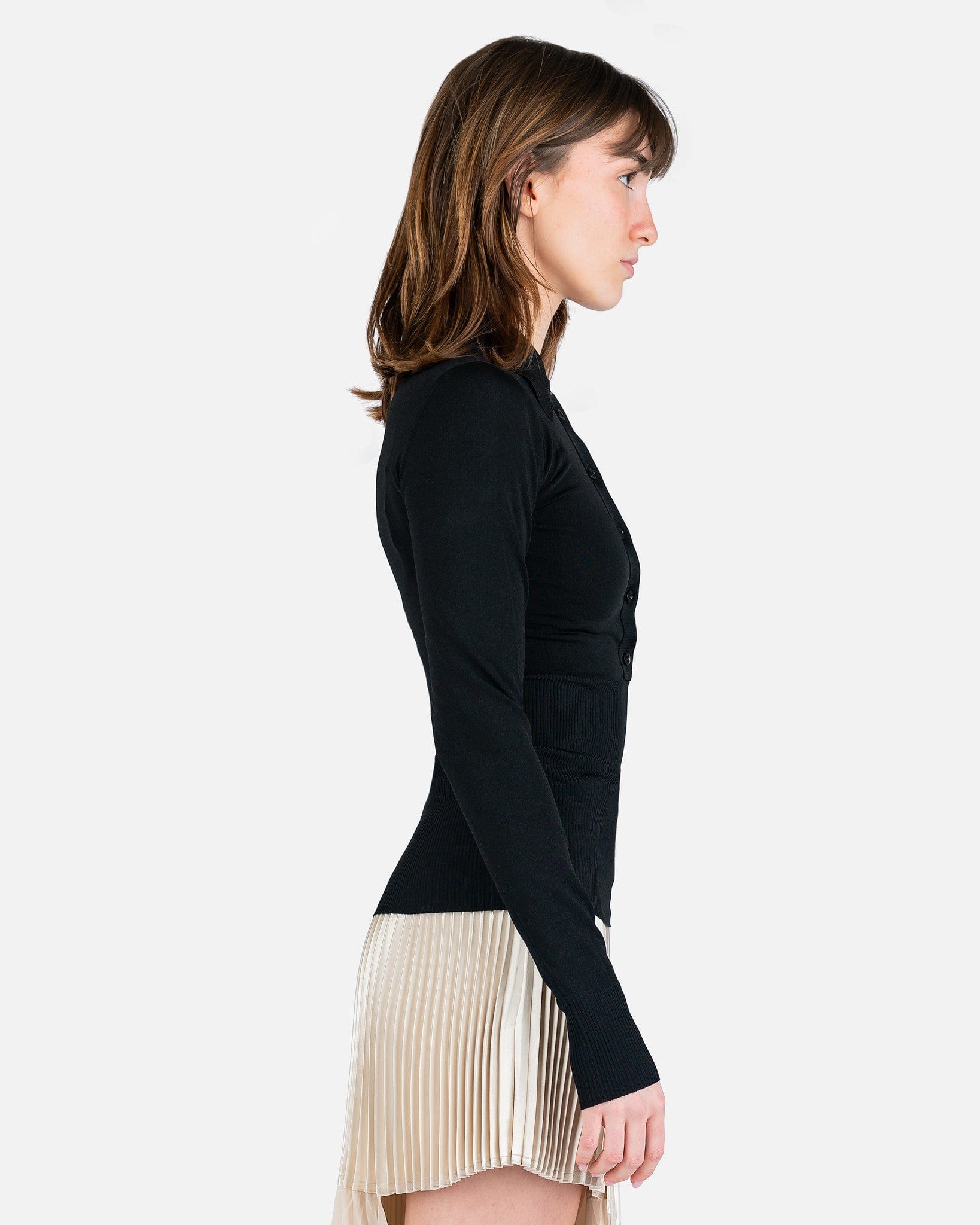 Polo Knit Top in Black