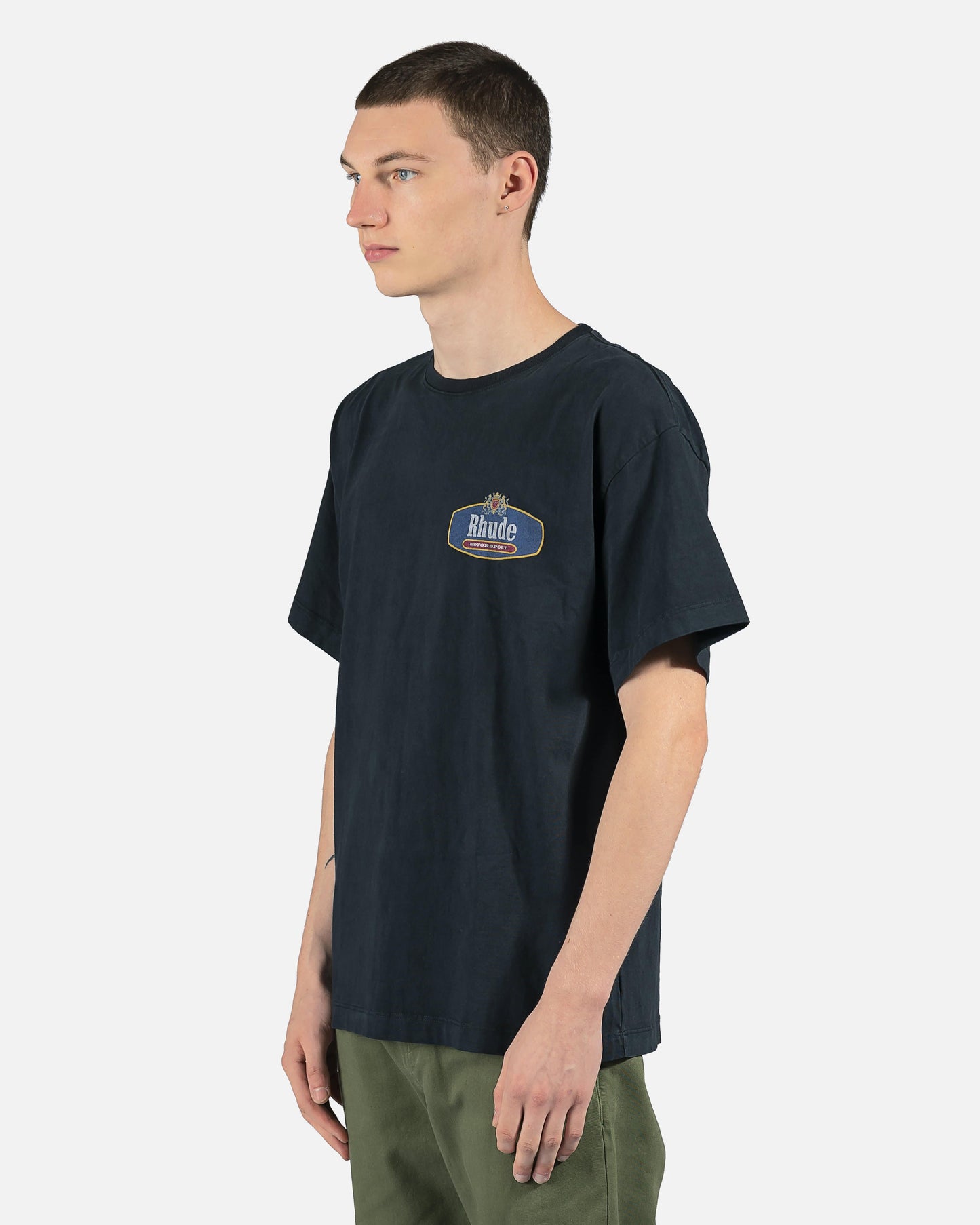 Rhude Men's T-Shirts Racing Crest Tee in Black