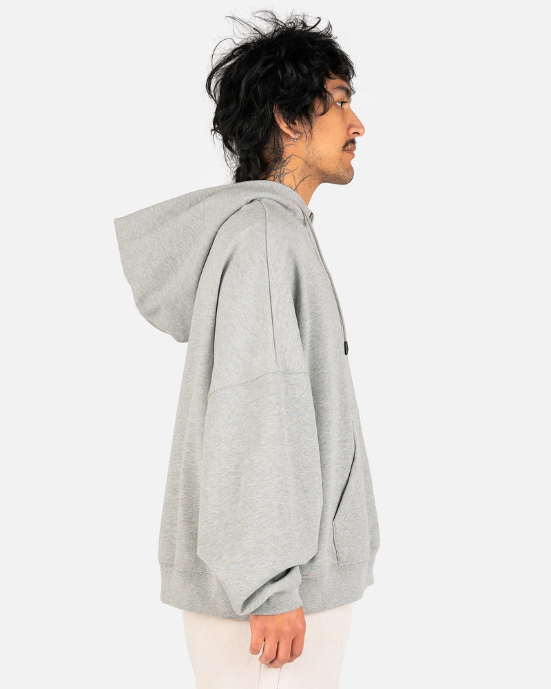 Ripped Neck Bomber Hoodie in Heather Grey