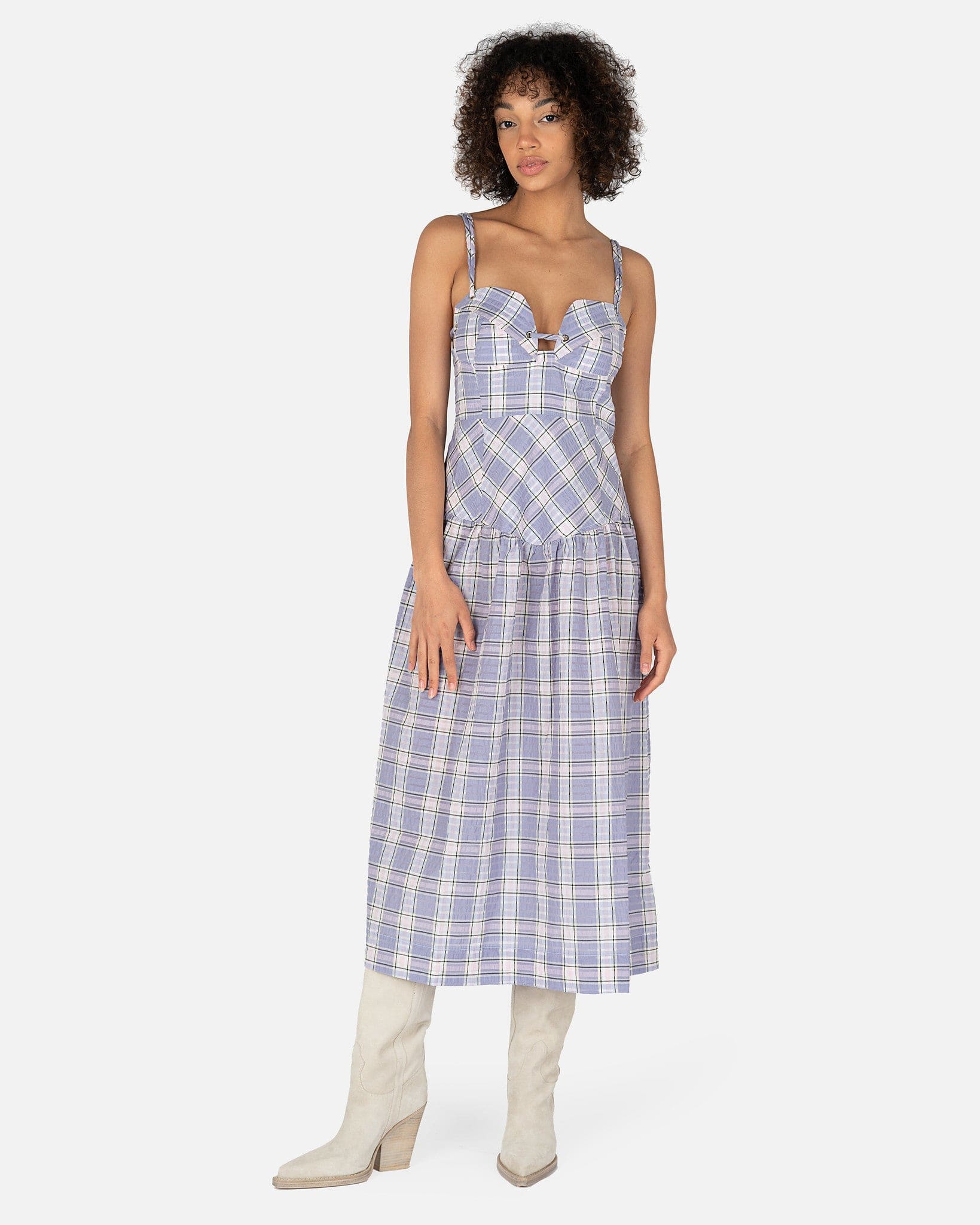 Ganni plaid dress best sale