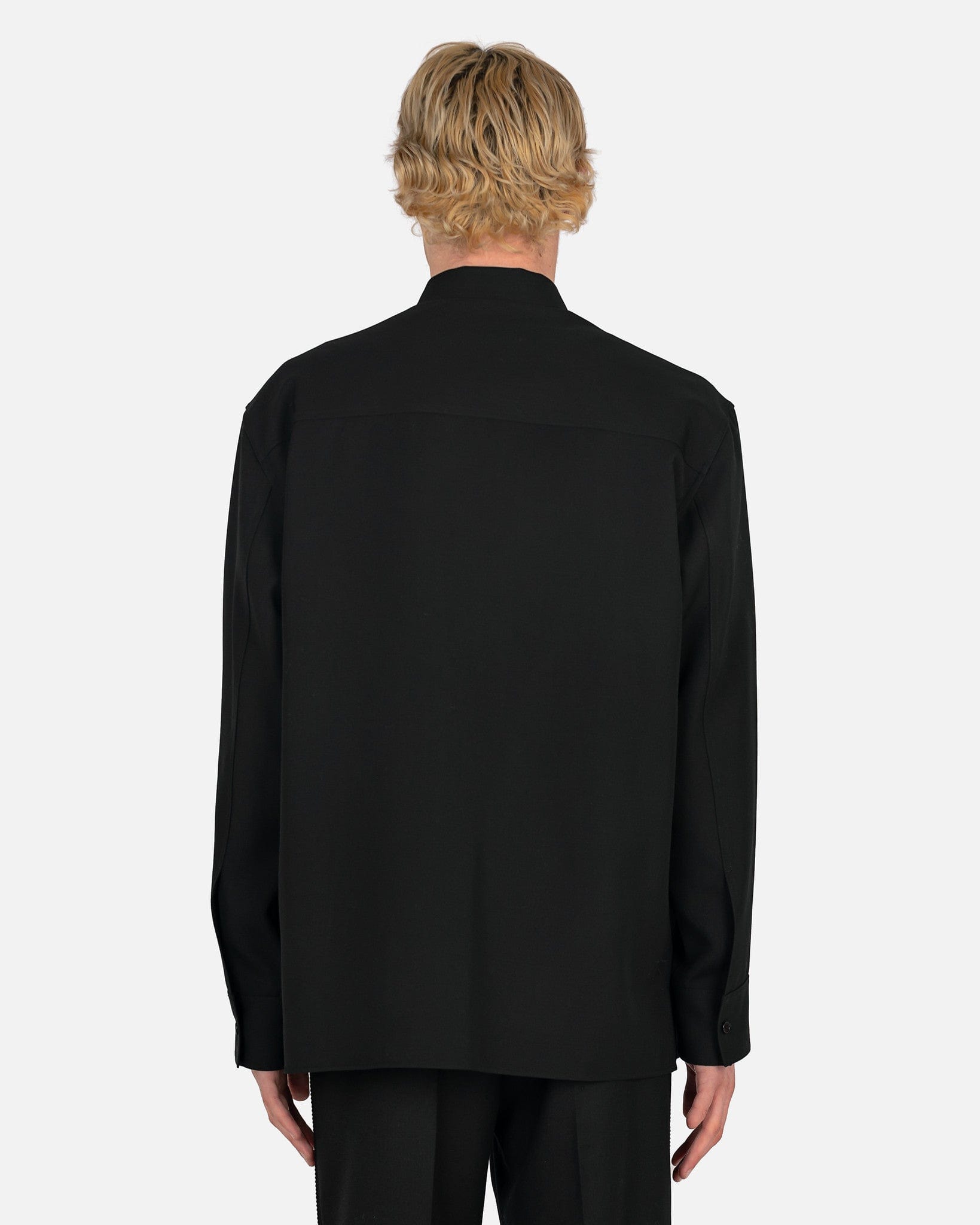 Sharp Wool Gabardine Shirt in Black